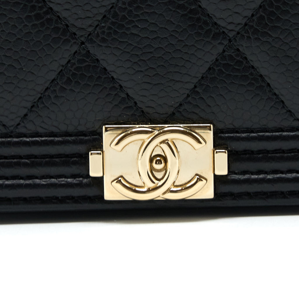 Chanel Boy Wallet On Chain Caviar Black L