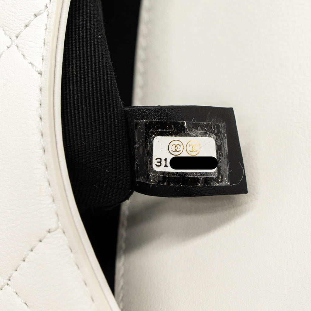 Chanel Crossbody Square Flap Bag Lambskin White Brushed