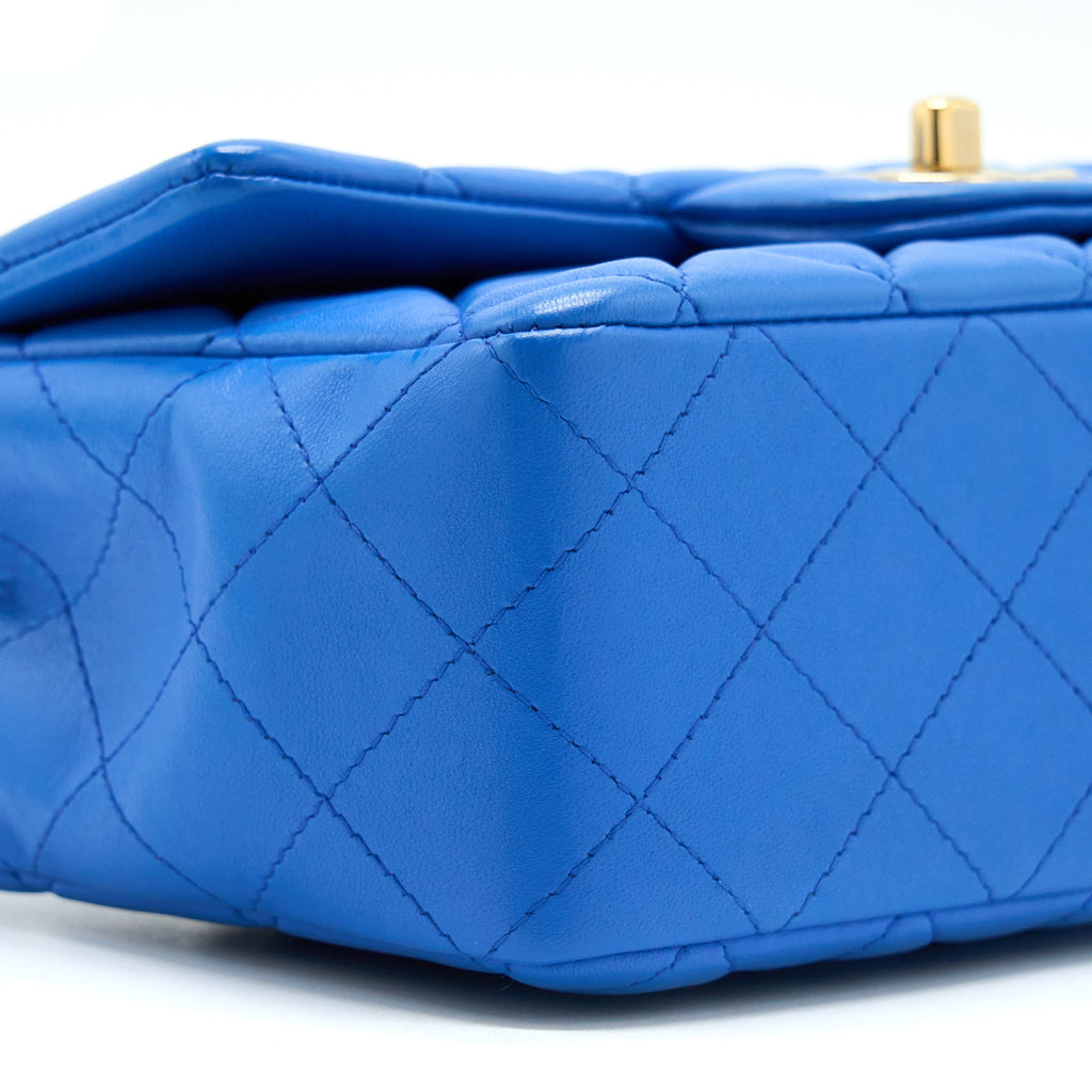 Chanel Mini Rectangular Flap Bag Lambskin Blue L