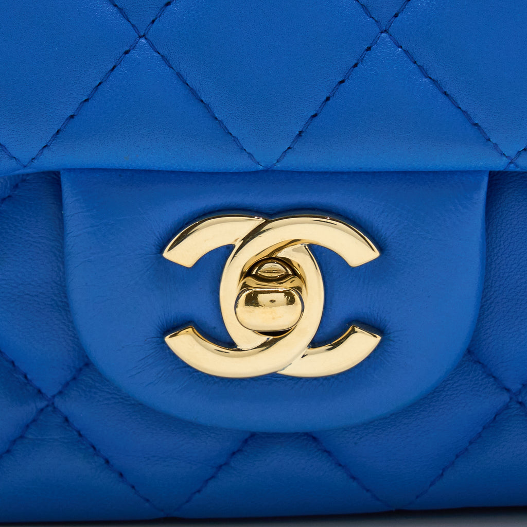 Chanel Mini Rectangular Flap Bag Lambskin Blue L