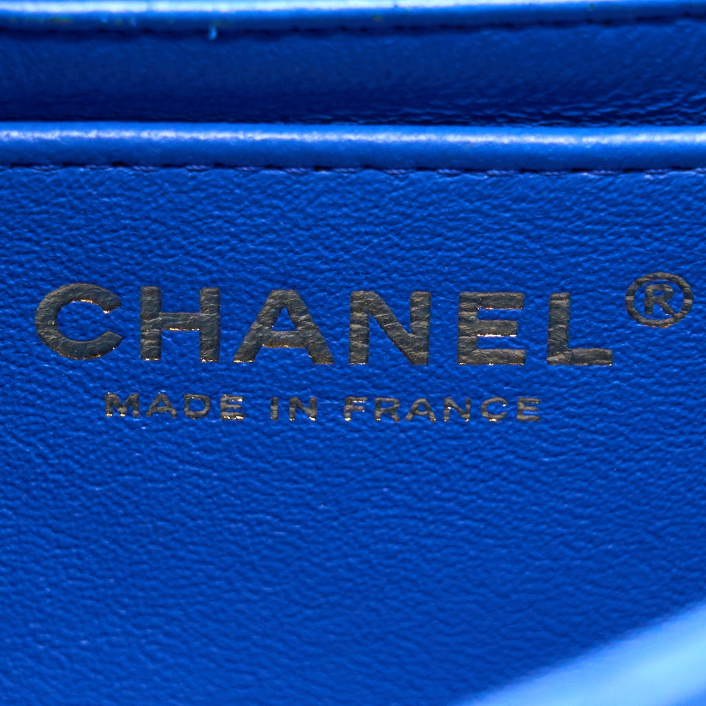 Chanel Mini Rectangular Flap Bag Lambskin Blue L