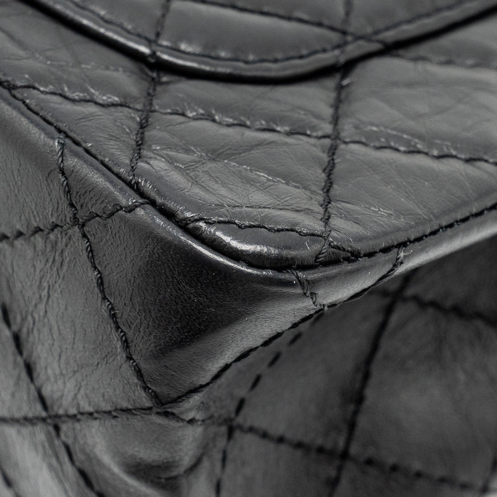 Chanel mini 2.55 reissue flap bag aged calfskin black