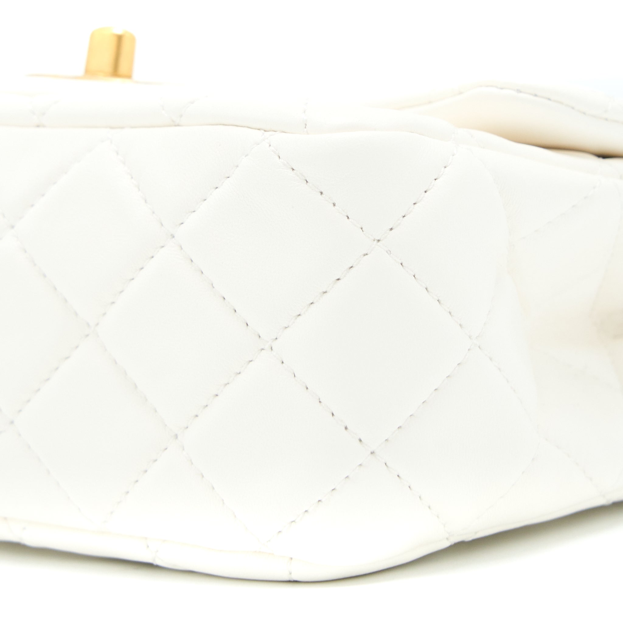 Chanel Pearl Crush Mini Square Lambskin White Brushed  (Microchip)
