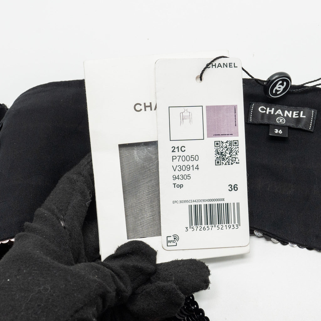 Chanel size 36 21C Sequins/Silk mini top black / pink