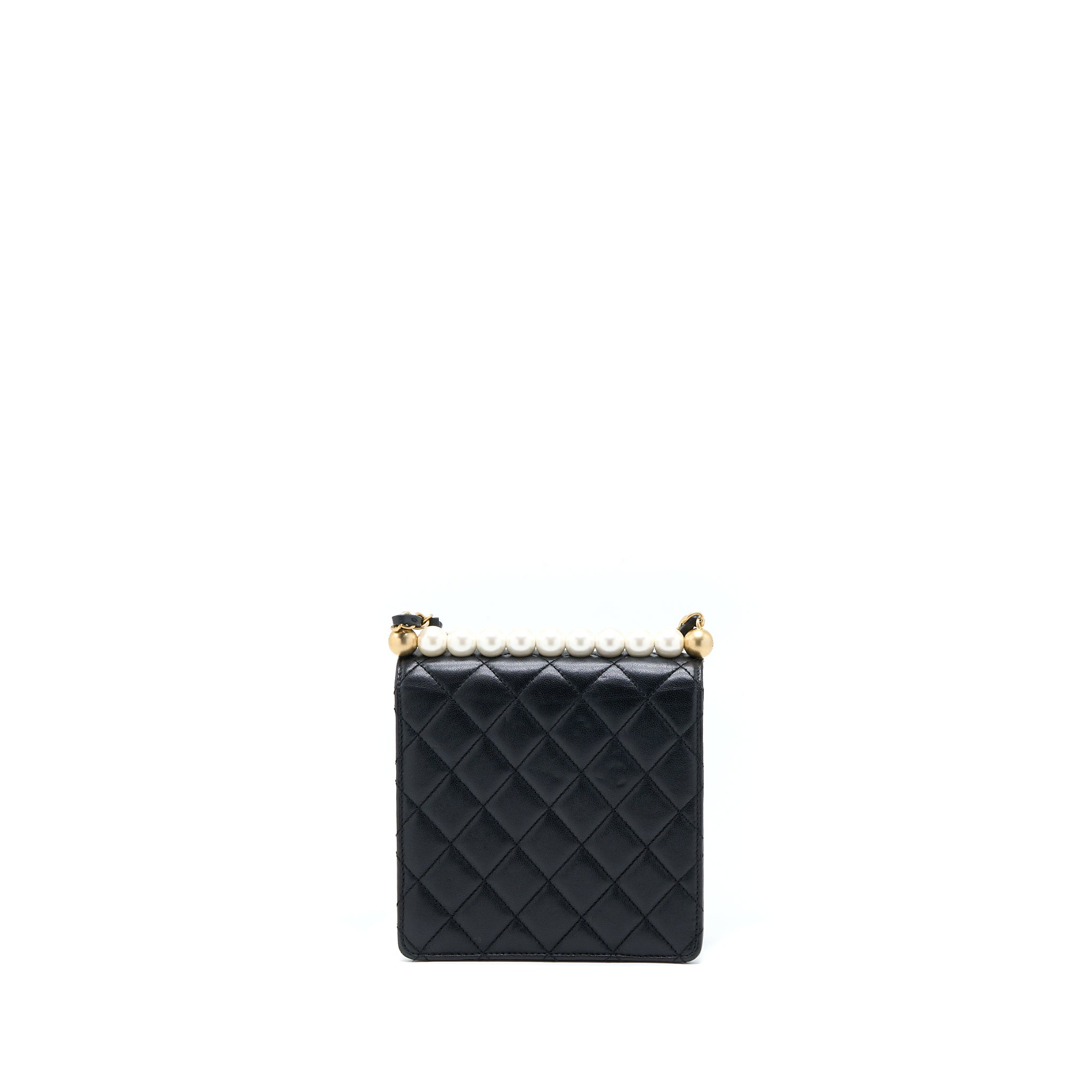 Chanel Vertical Pearl Flap Bag Goatskin Black