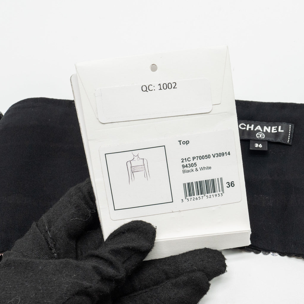 Chanel size 36 21C Sequins/Silk mini top black / pink
