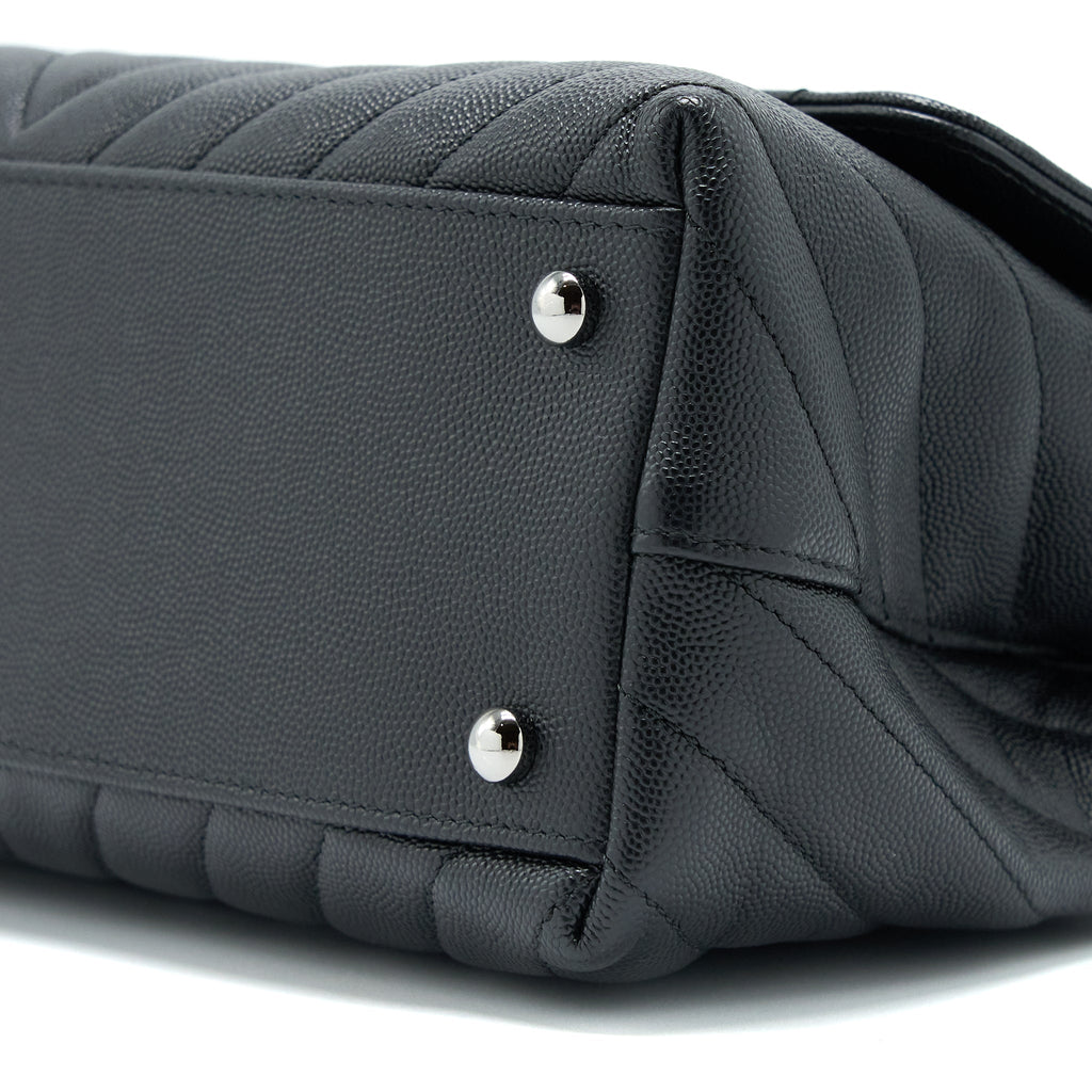 Chanel Medium Coco Handle Chevron Caviar Black
