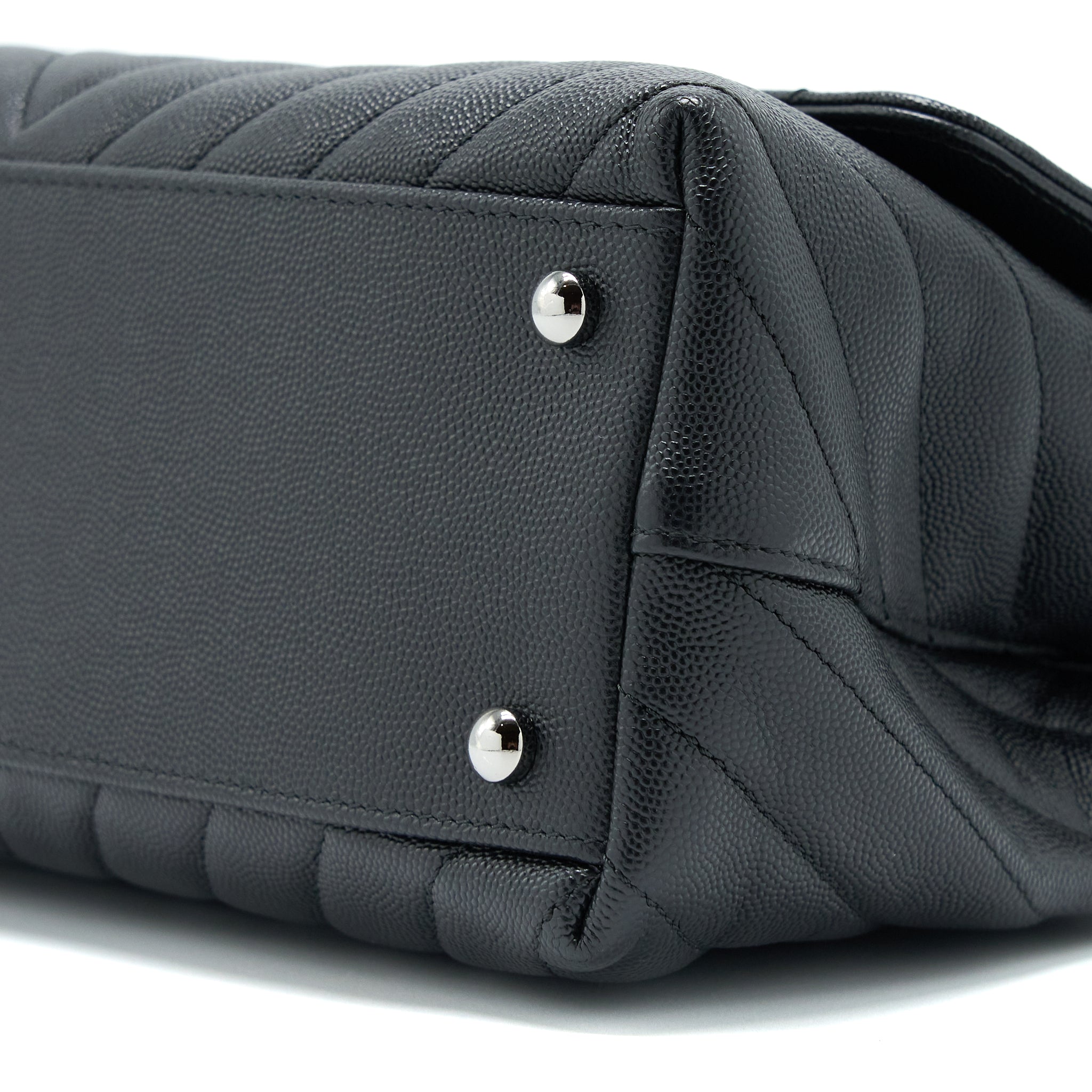 Chanel Medium Coco Handle Chevron Caviar Black