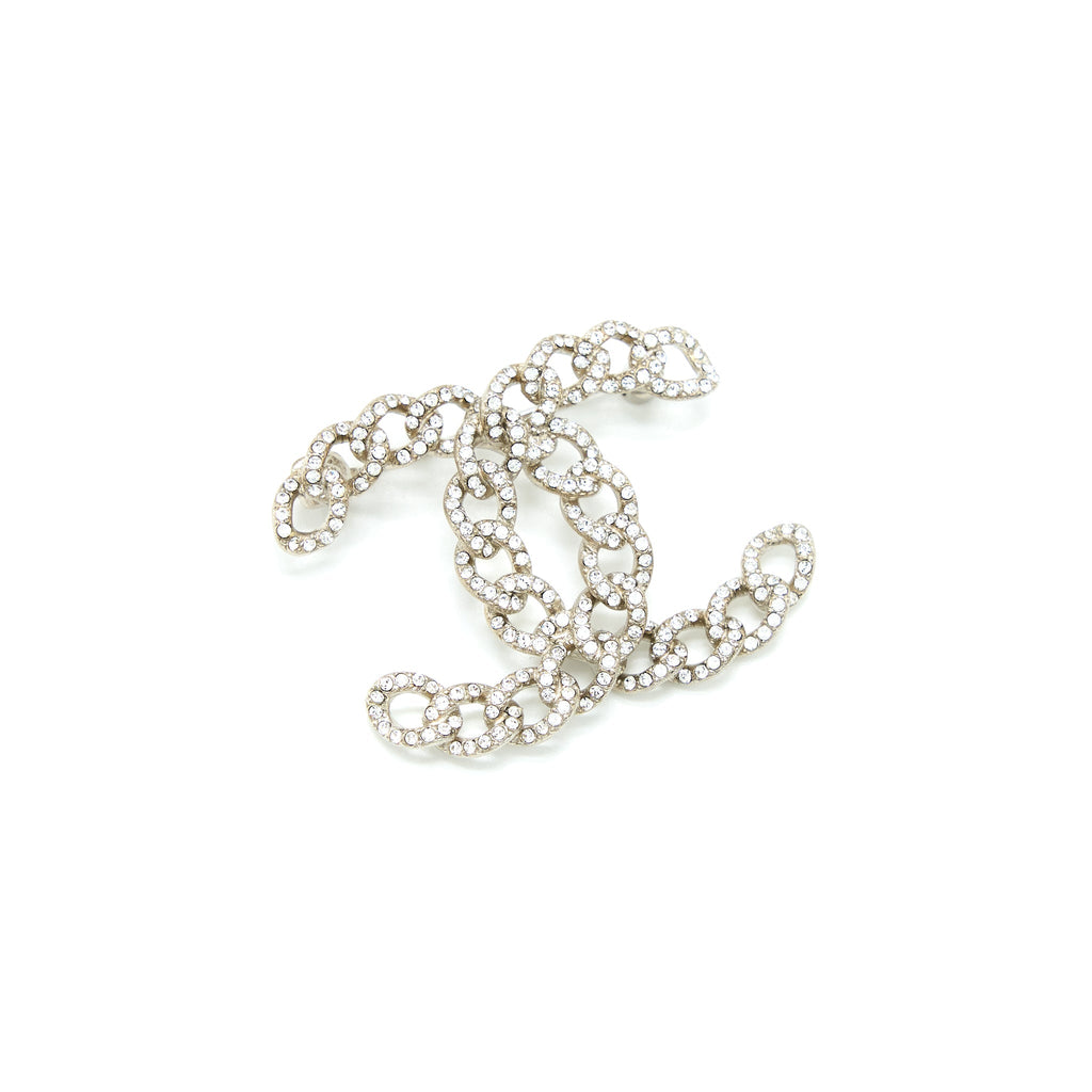 Chanel Twisted CC Crystal Logo Brooch