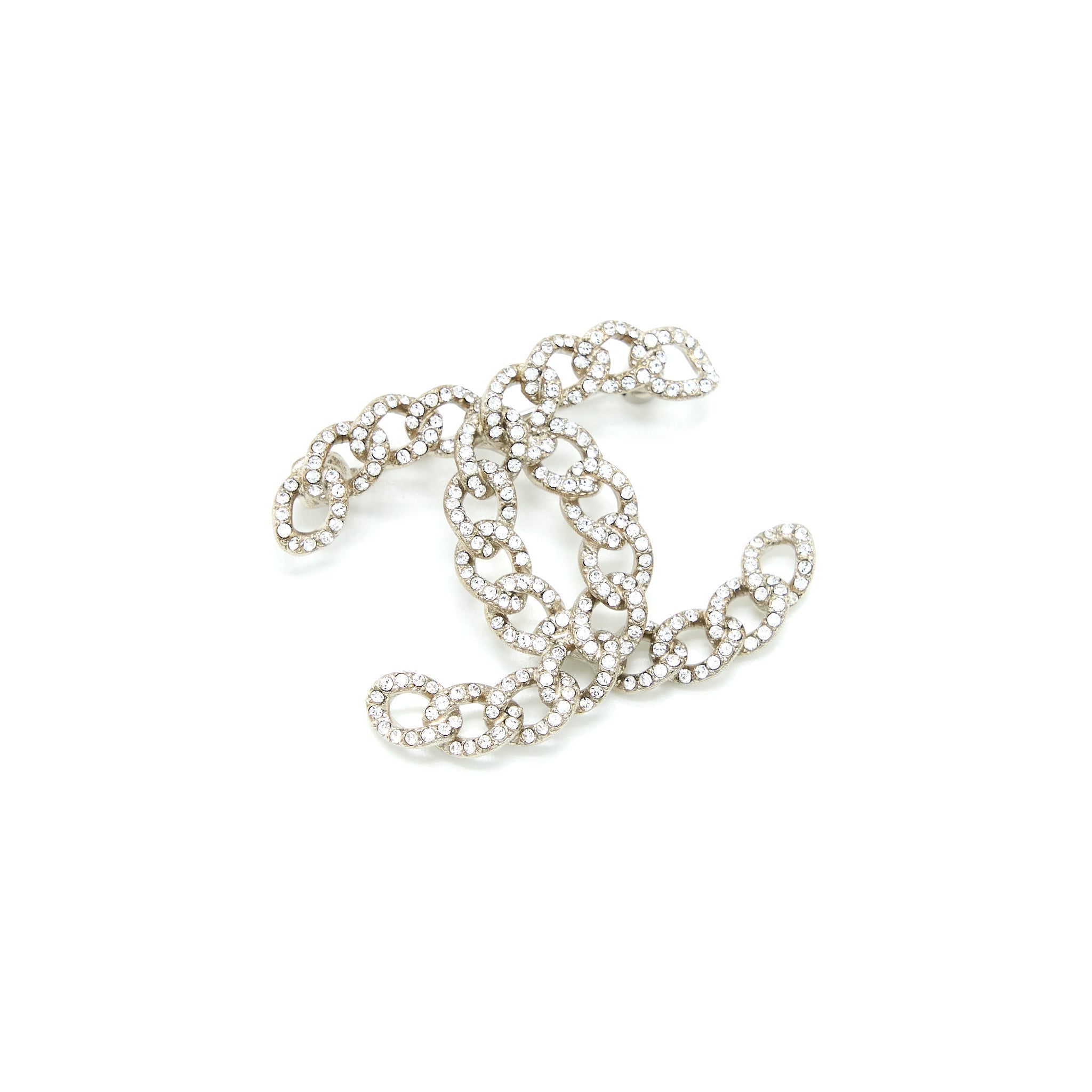 Chanel Twisted CC Crystal Logo Brooch