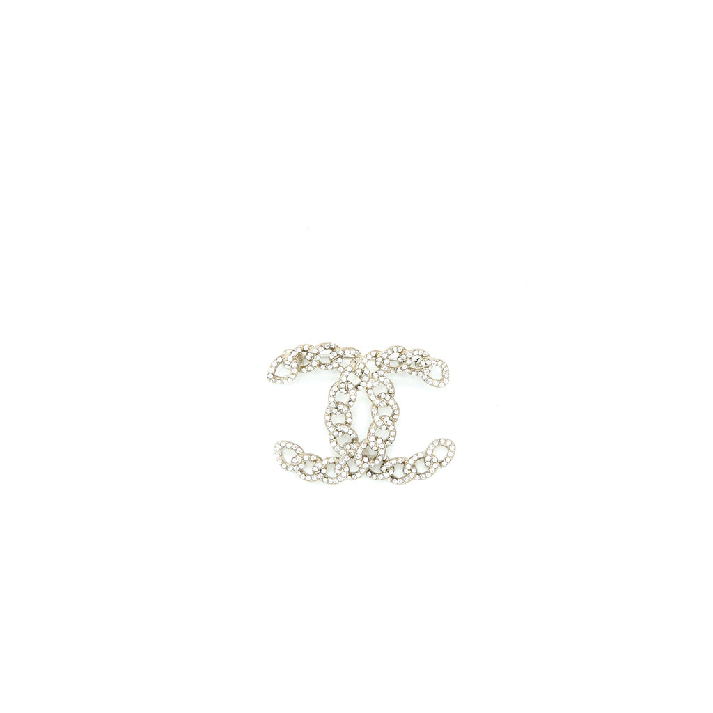 Chanel Twisted CC Crystal Logo Brooch