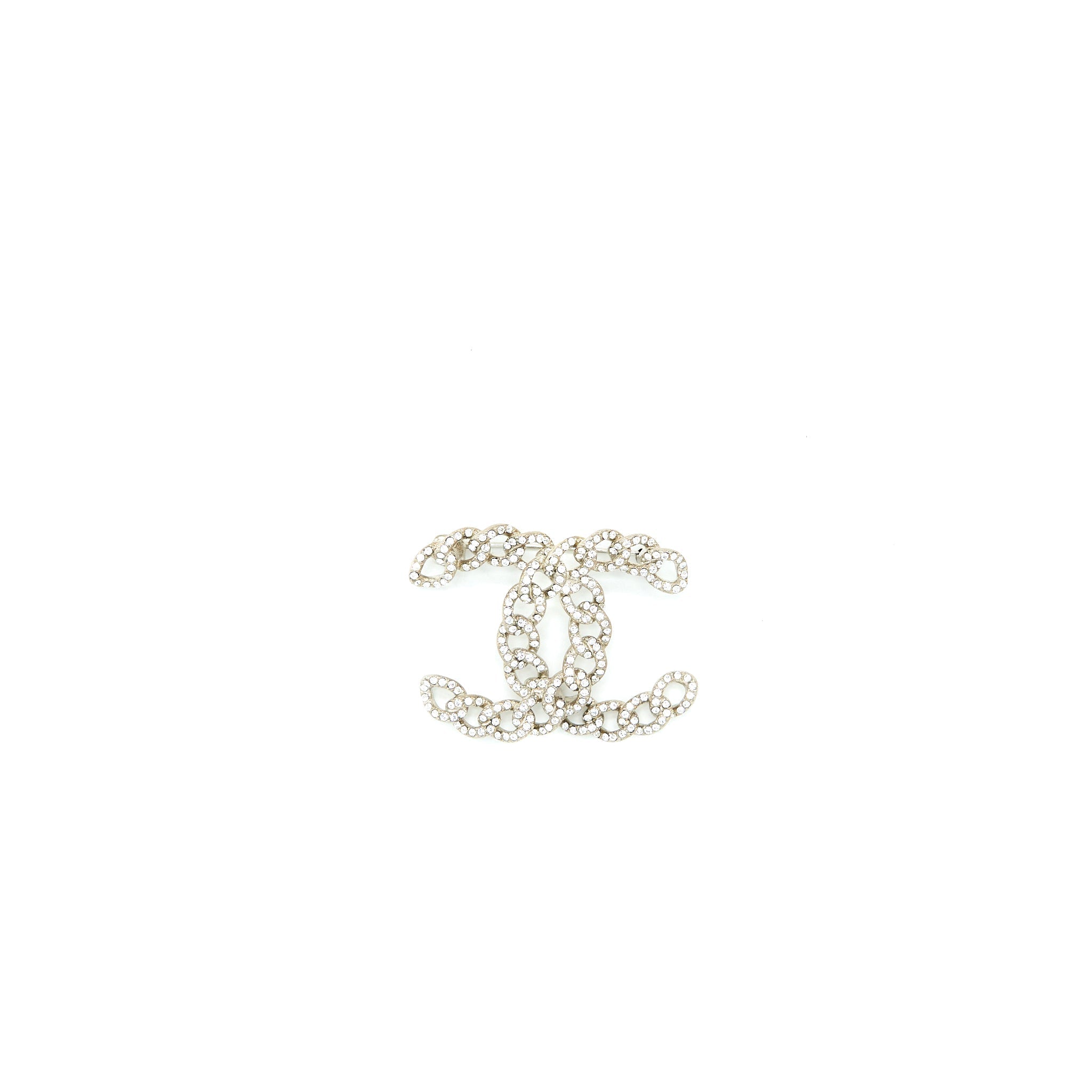 Chanel Twisted CC Crystal Logo Brooch