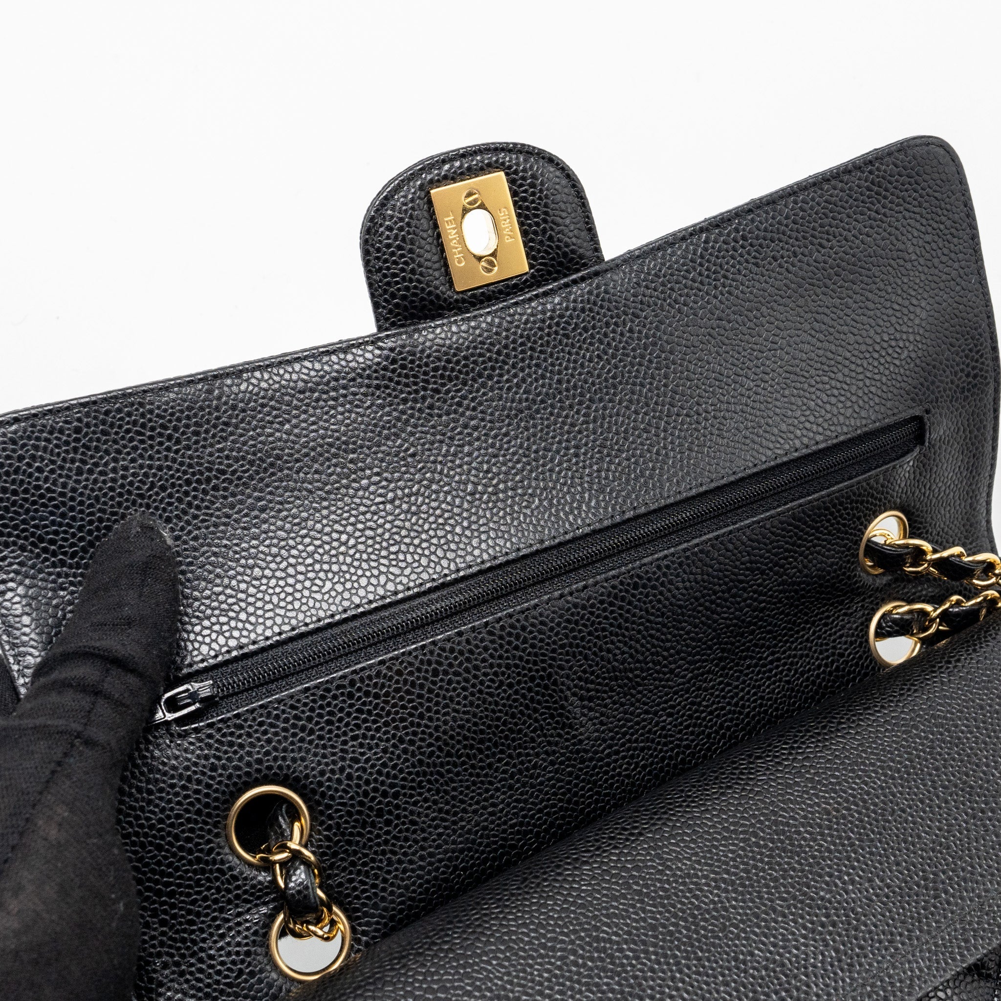 Chanel medium classic Double flap bag caviar black