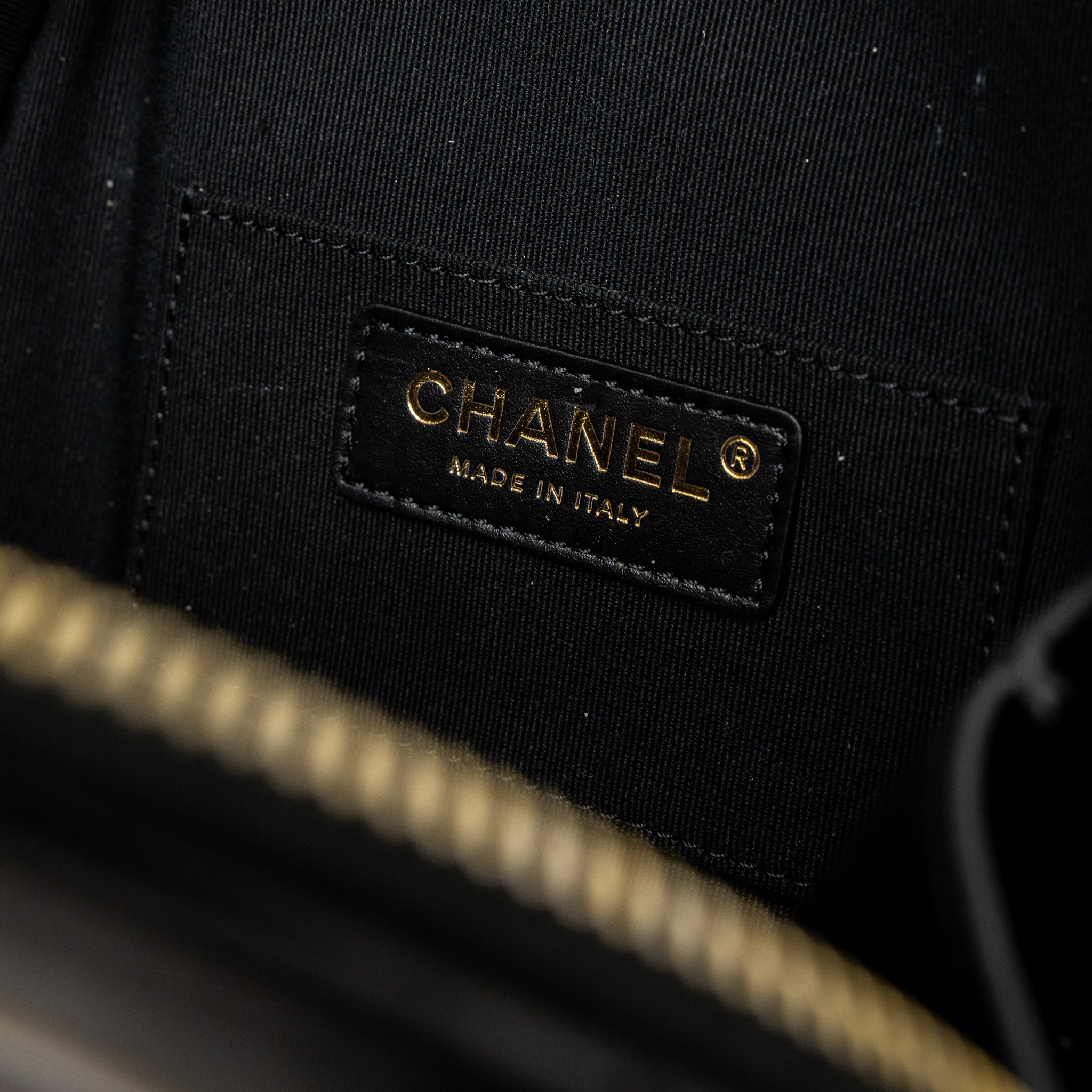 Chanel Round Vanity with Round Handle Crossbody Bag Lambskin Black  (Microchip)