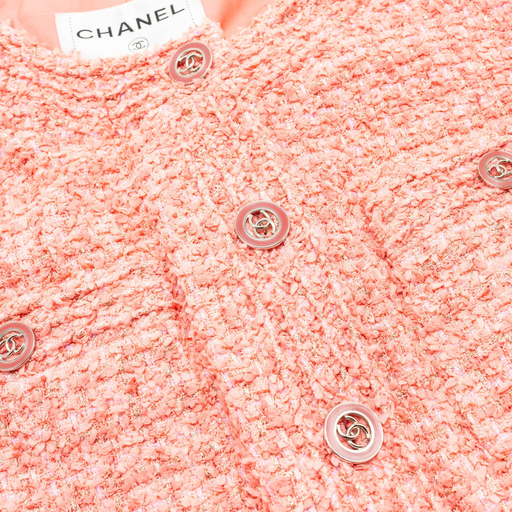 Chanel Size 36 20P Tweed Jacket Pink/Gold
