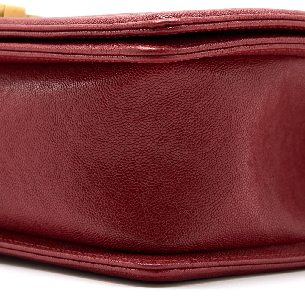 Chanel Medium Boy Bag Grained Calfskin Red Brushed