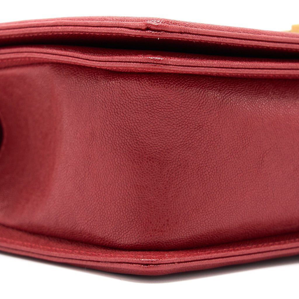 Chanel Medium Boy Bag Grained Calfskin Red Brushed