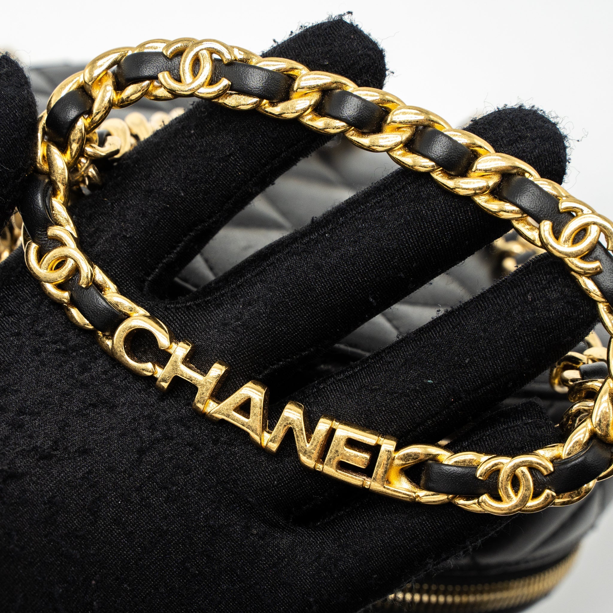 Chanel Round Vanity with Round Handle Crossbody Bag Lambskin Black  (Microchip)