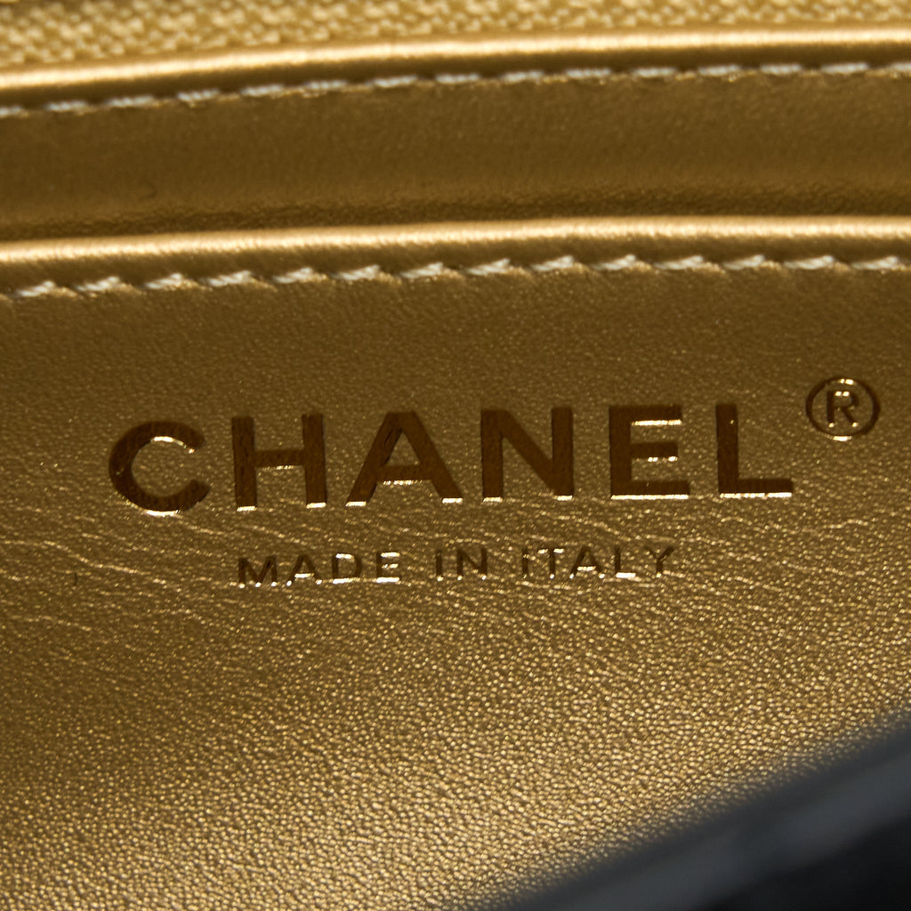 Chanel 22S Pearl Crush Mini Square Flap Bag Lambskin Black (Microchip)