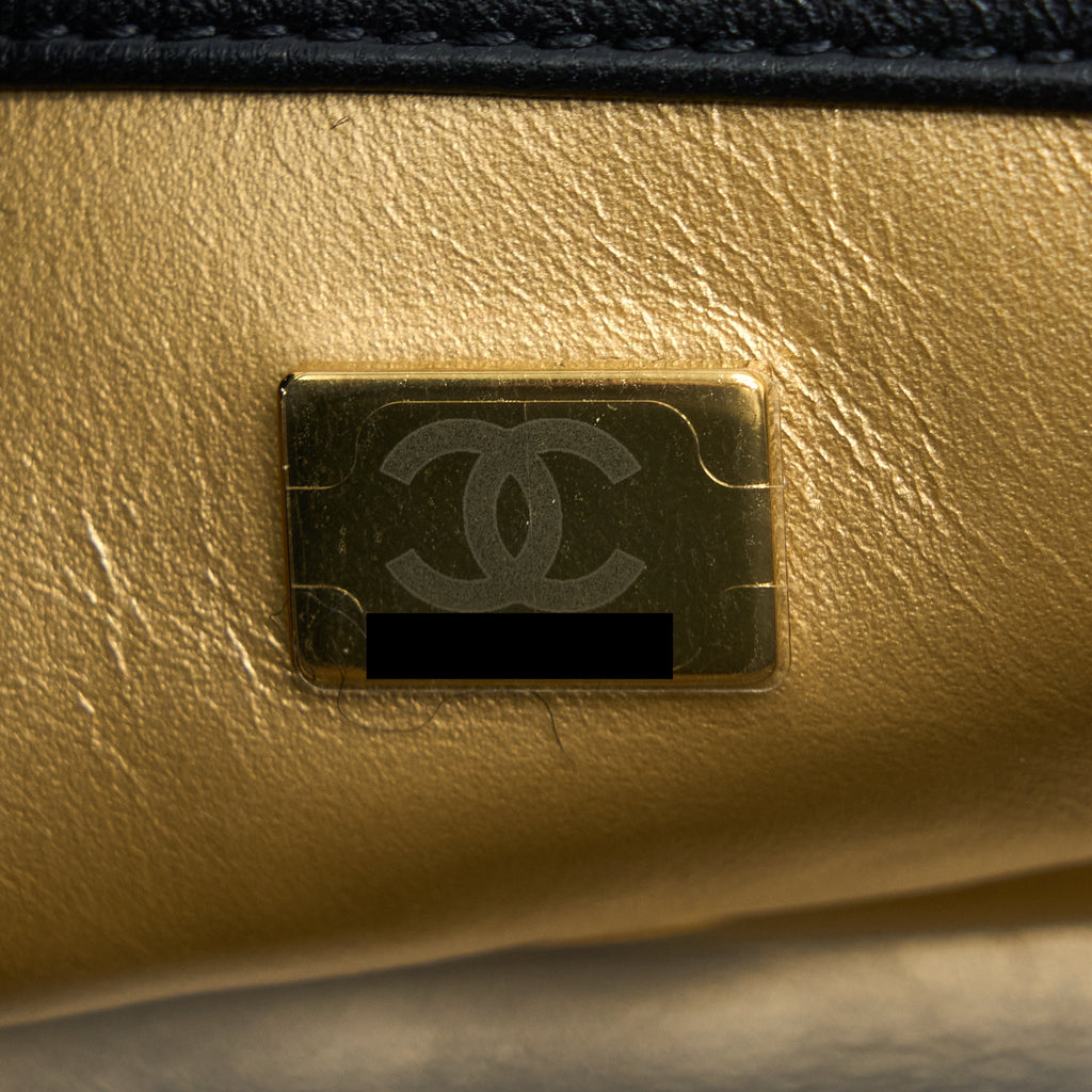 Chanel 22S Pearl Crush Mini Square Flap Bag Lambskin Black (Microchip)