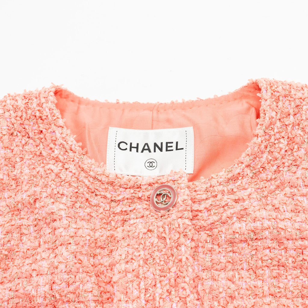 Chanel Size 36 20P Tweed Jacket Pink/Gold