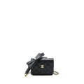 Chanel Mini flap card holder Ribbon Chain Lambskin Black L