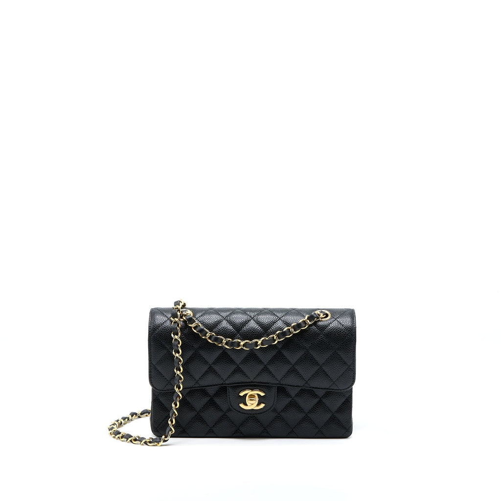 Chanel Small Classic Double Flap Bag Caviar Black  (Microchip)