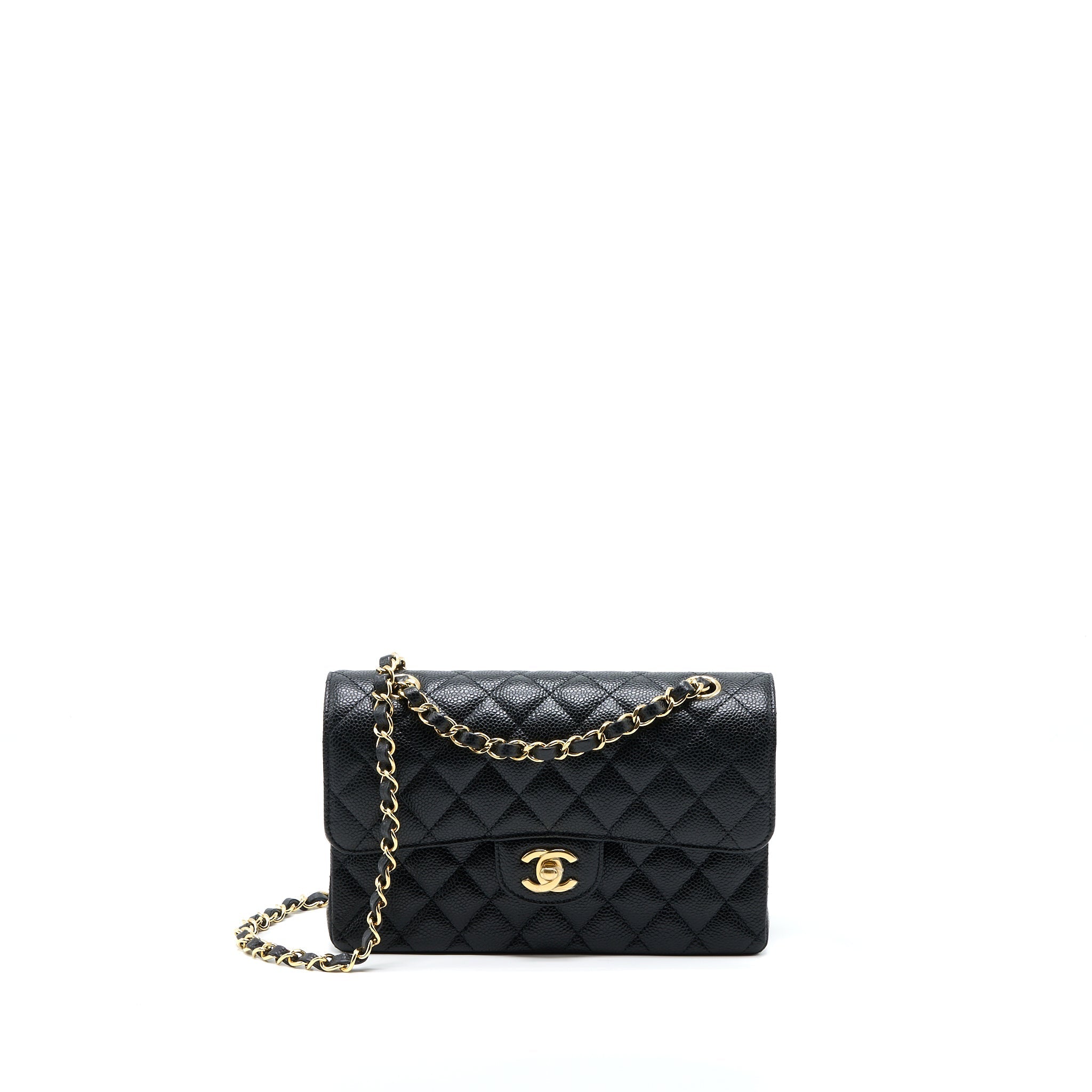 Chanel Small Classic Double Flap Bag Caviar Black  (Microchip)
