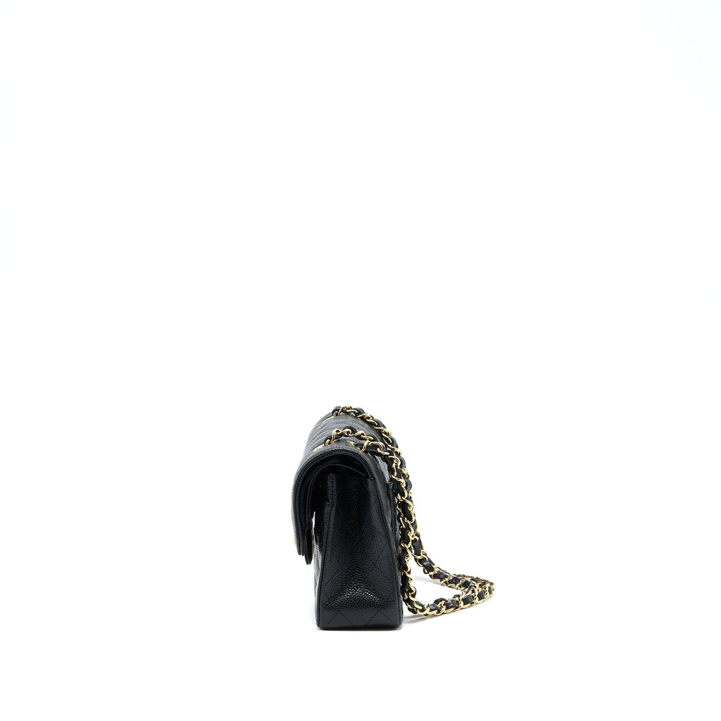 Chanel Small Classic Double Flap Bag Caviar Black  (Microchip)
