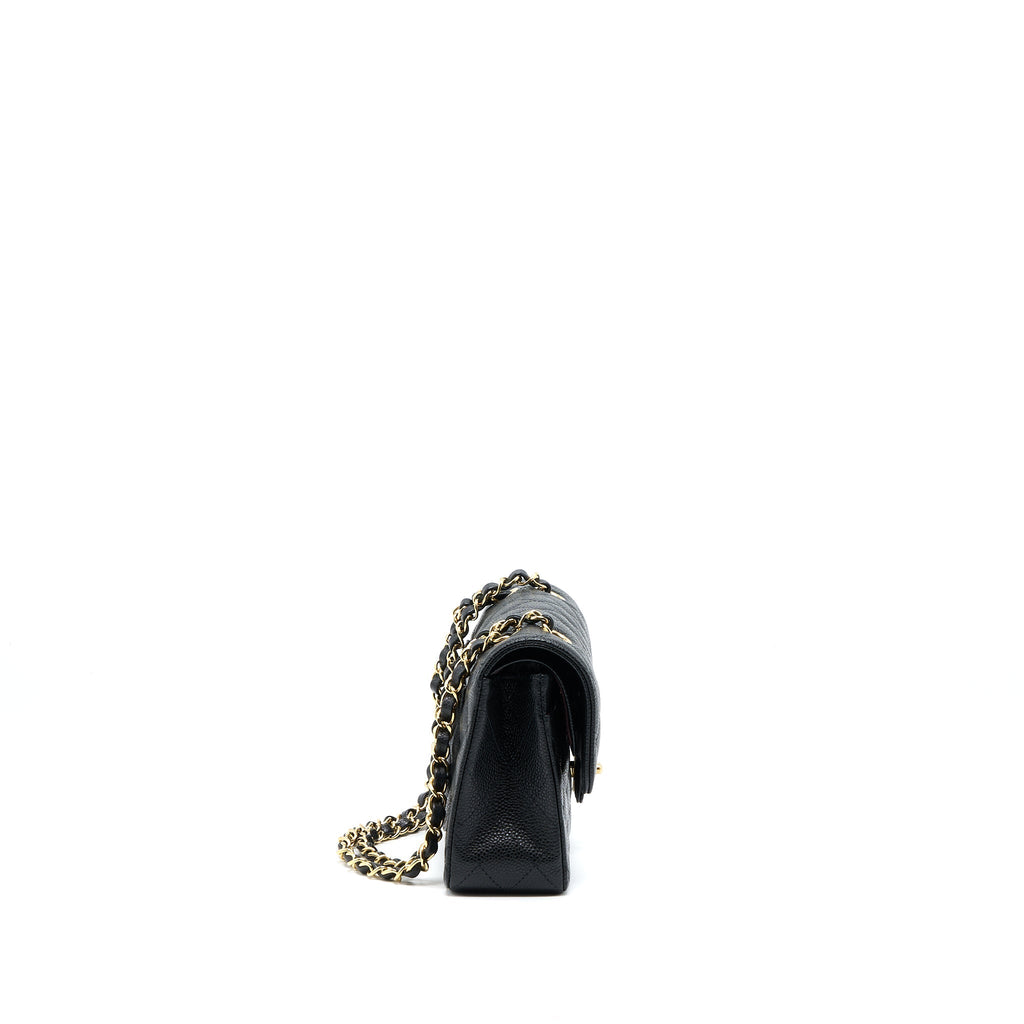 Chanel Small Classic Double Flap Bag Caviar Black  (Microchip)