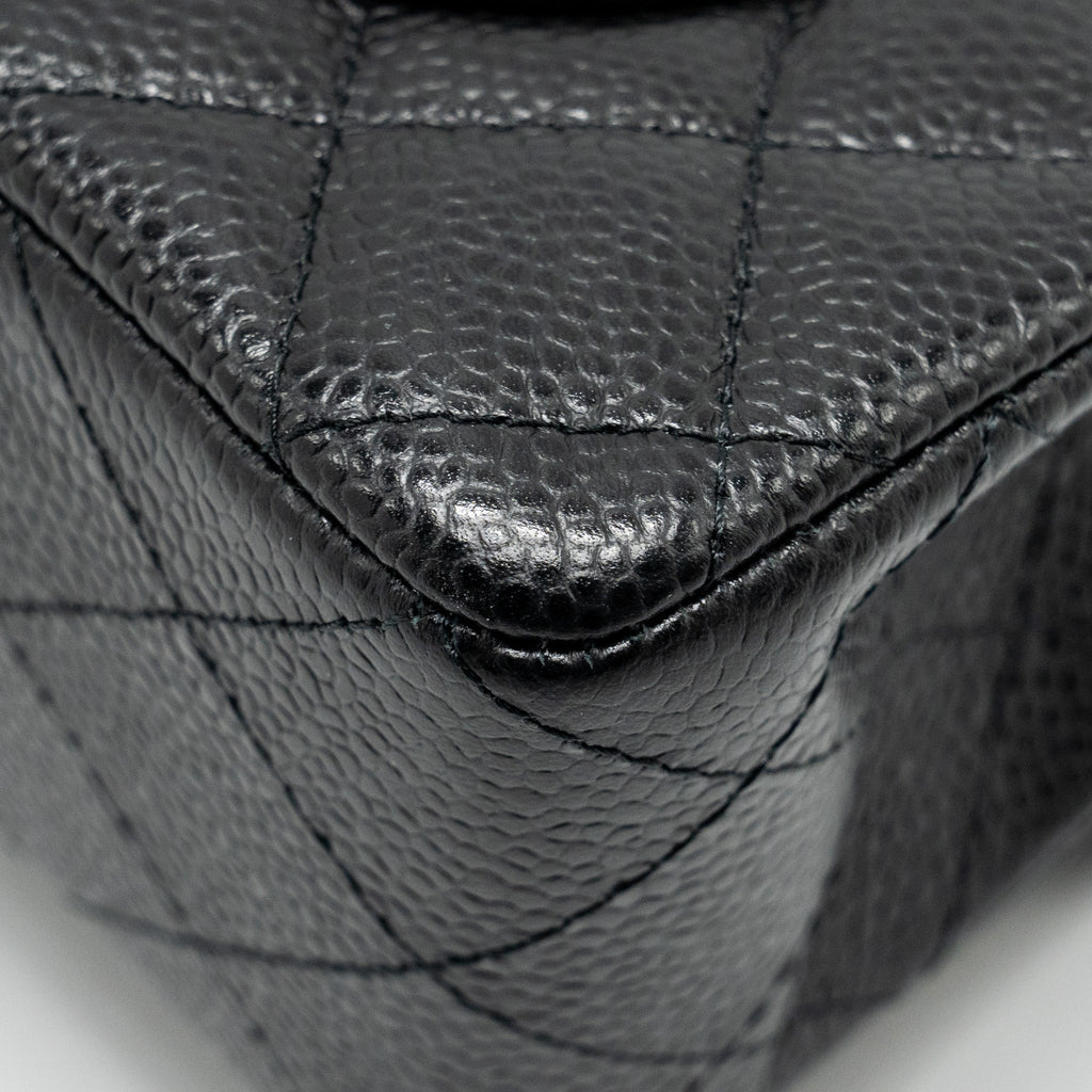 Chanel Small Classic Double Flap Bag Caviar Black  (Microchip)