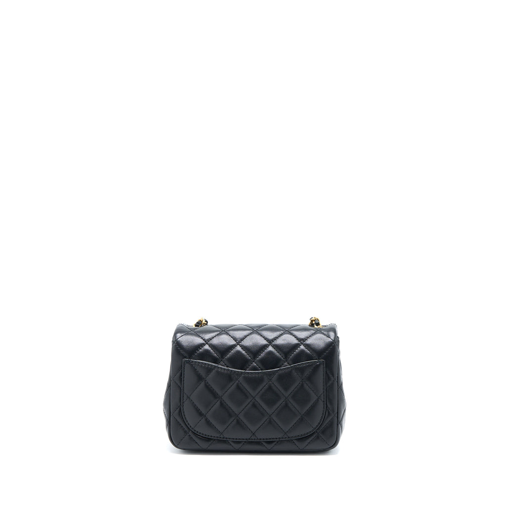 Chanel 22S Pearl Crush Mini Square Flap Bag Lambskin Black (Microchip)