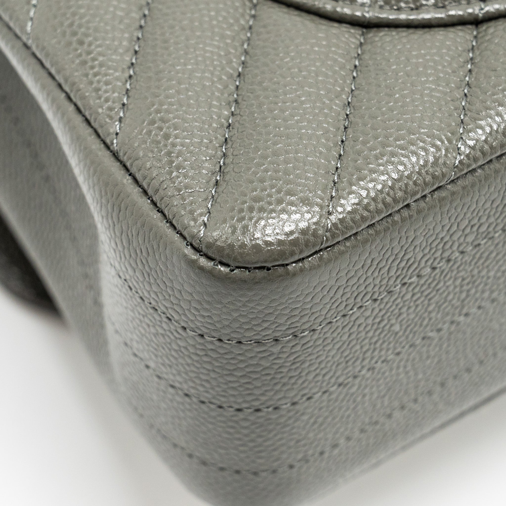 Chanel Small Classic Double Flap Bag Chevron Caviar Dark Grey L