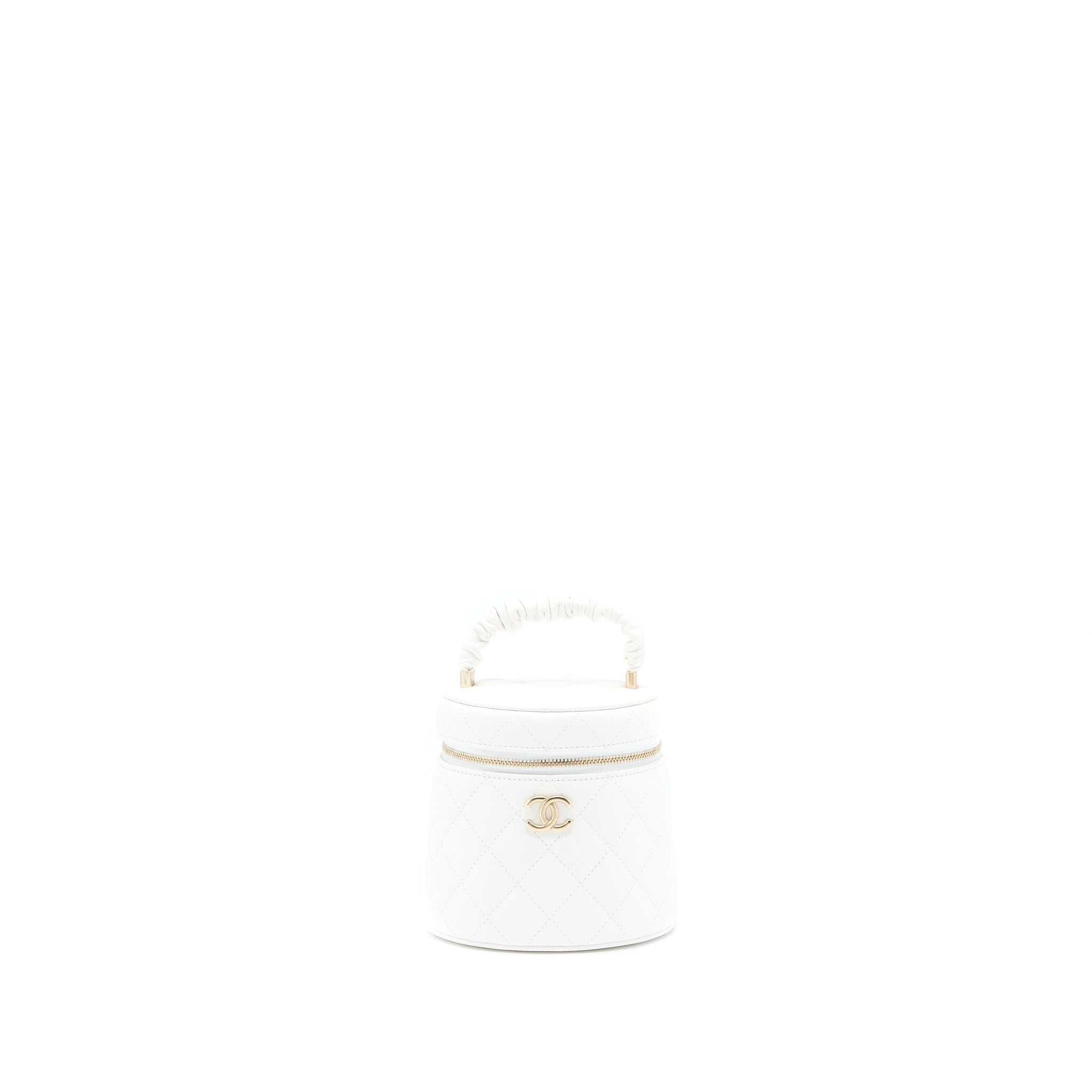 Chanel Top Handle Vanity Case Lambskin White