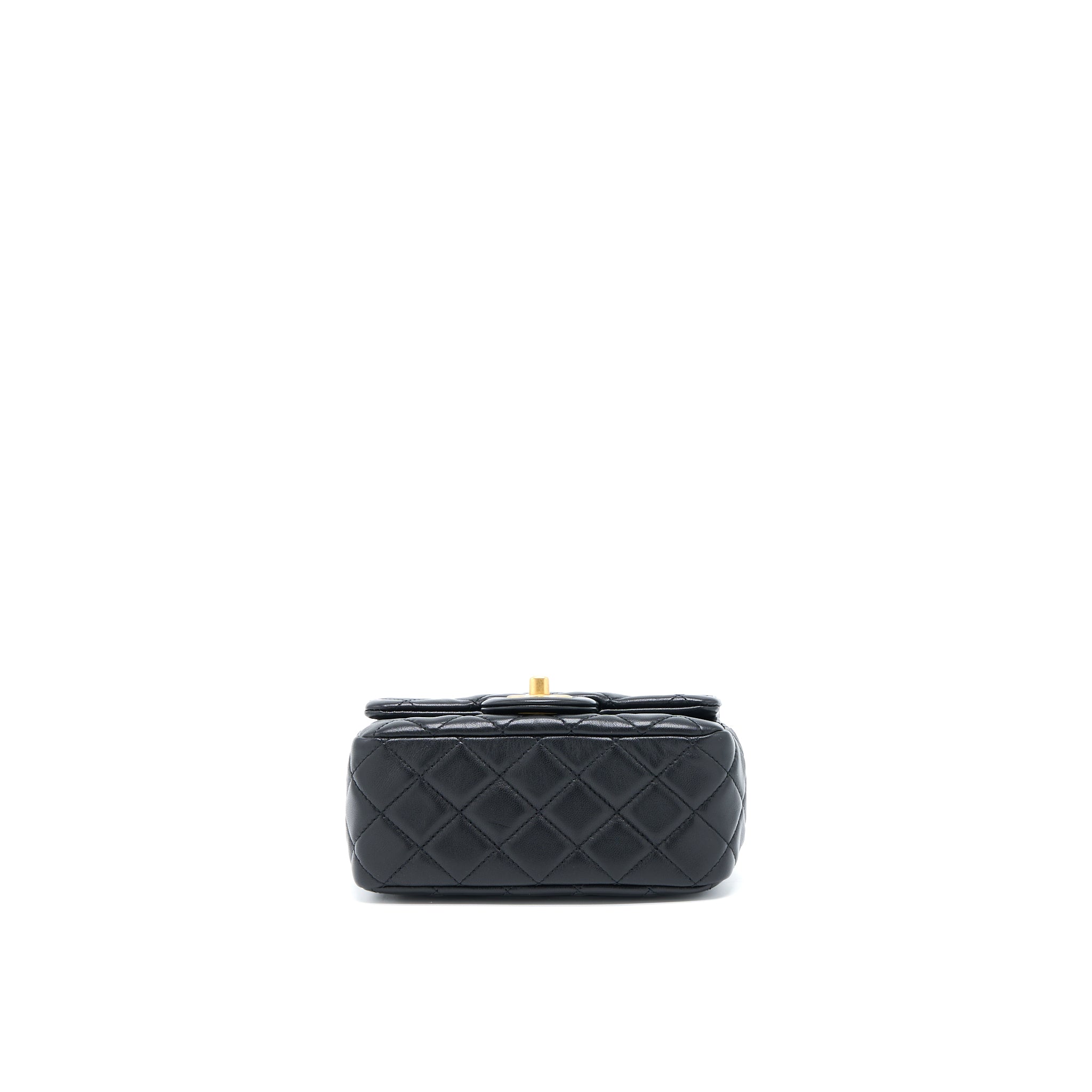 Chanel 22S Pearl Crush Mini Square Flap Bag Lambskin Black (Microchip)