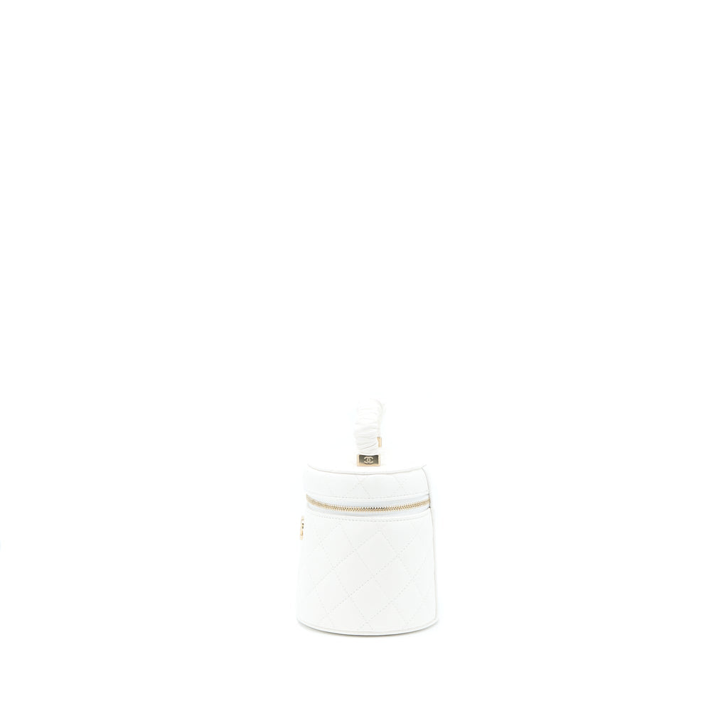 Chanel Top Handle Vanity Case Lambskin White