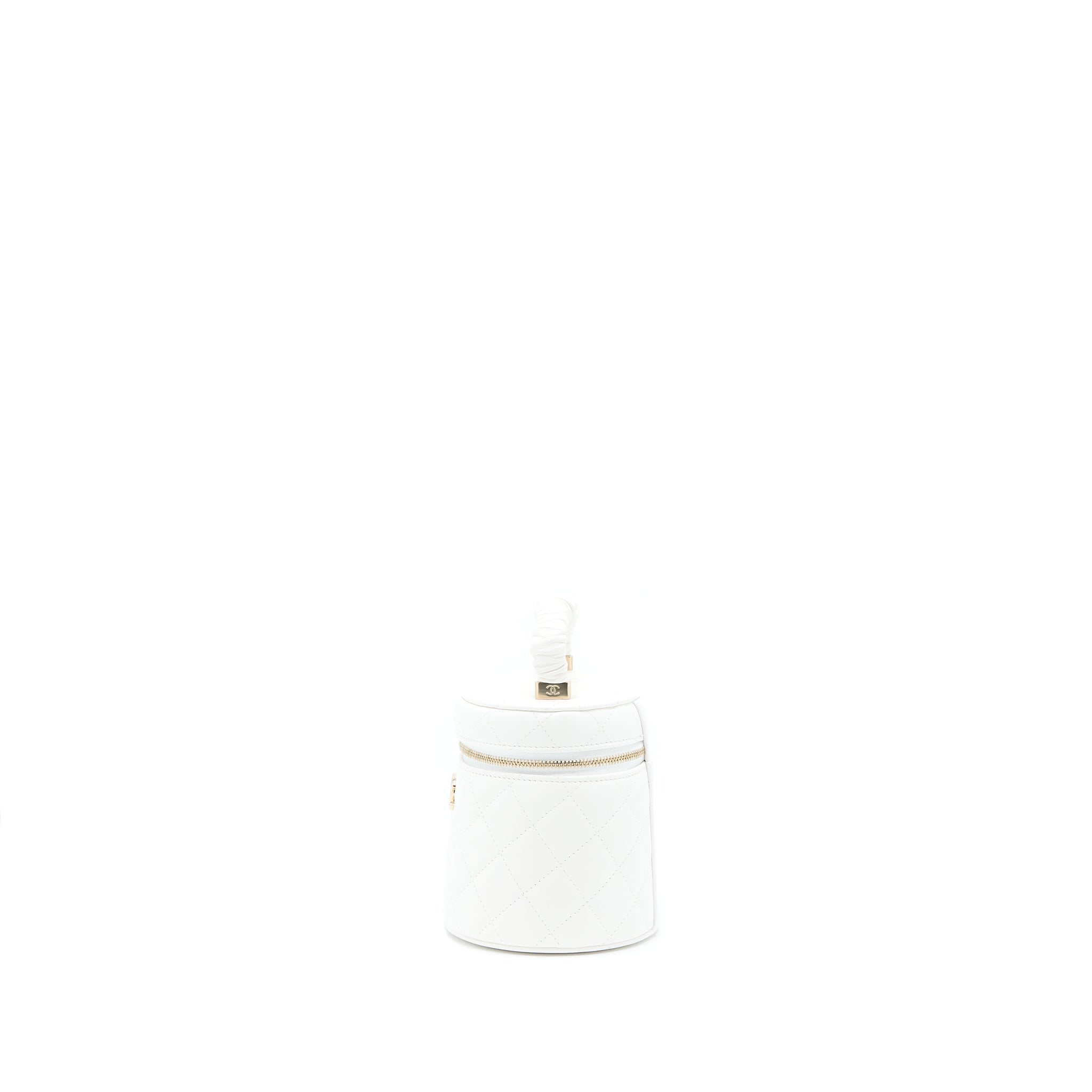 Chanel Top Handle Vanity Case Lambskin White