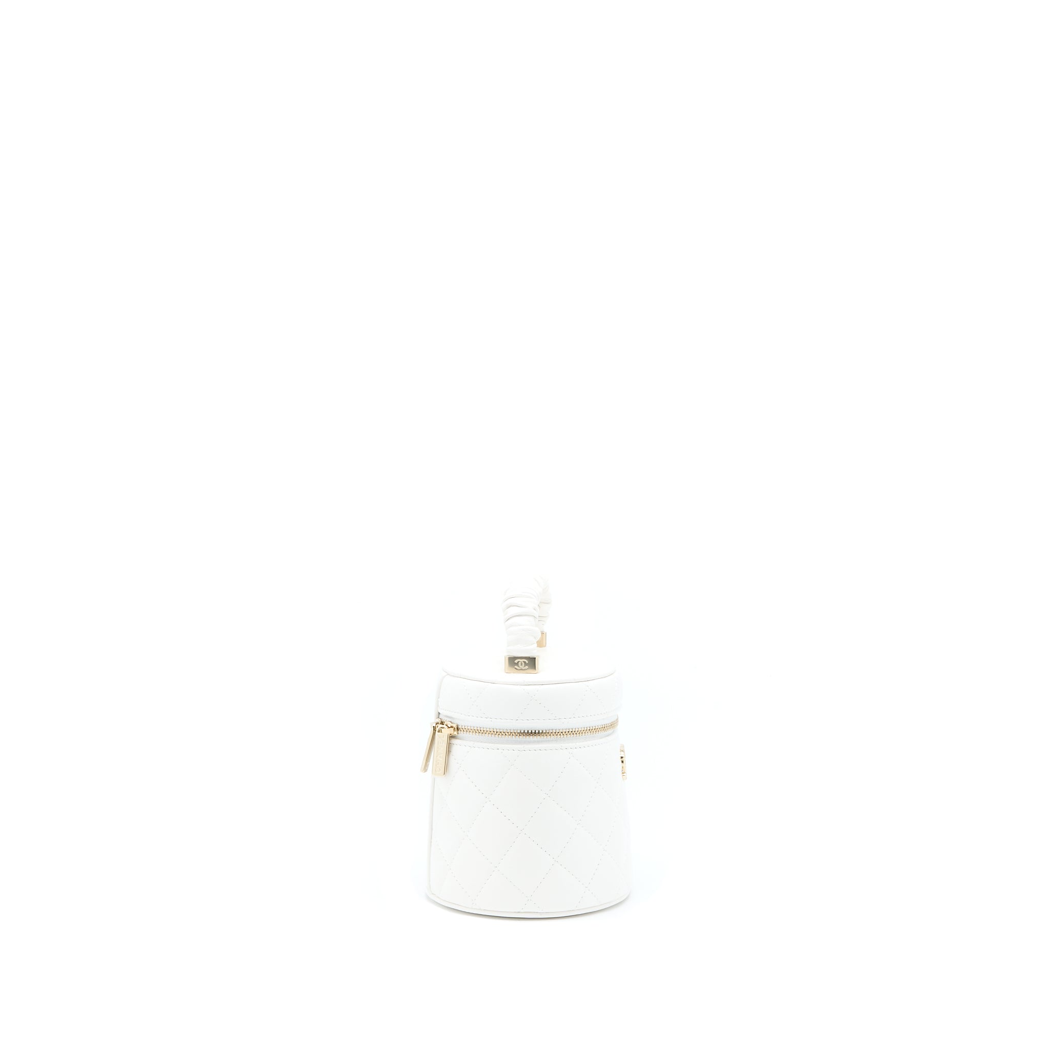Chanel Top Handle Vanity Case Lambskin White