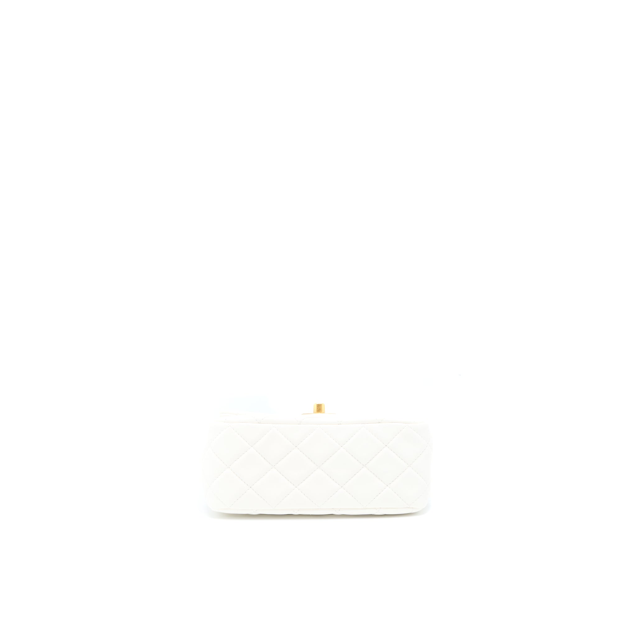 Chanel Pearl Crush Mini Square Lambskin White Brushed  (Microchip)