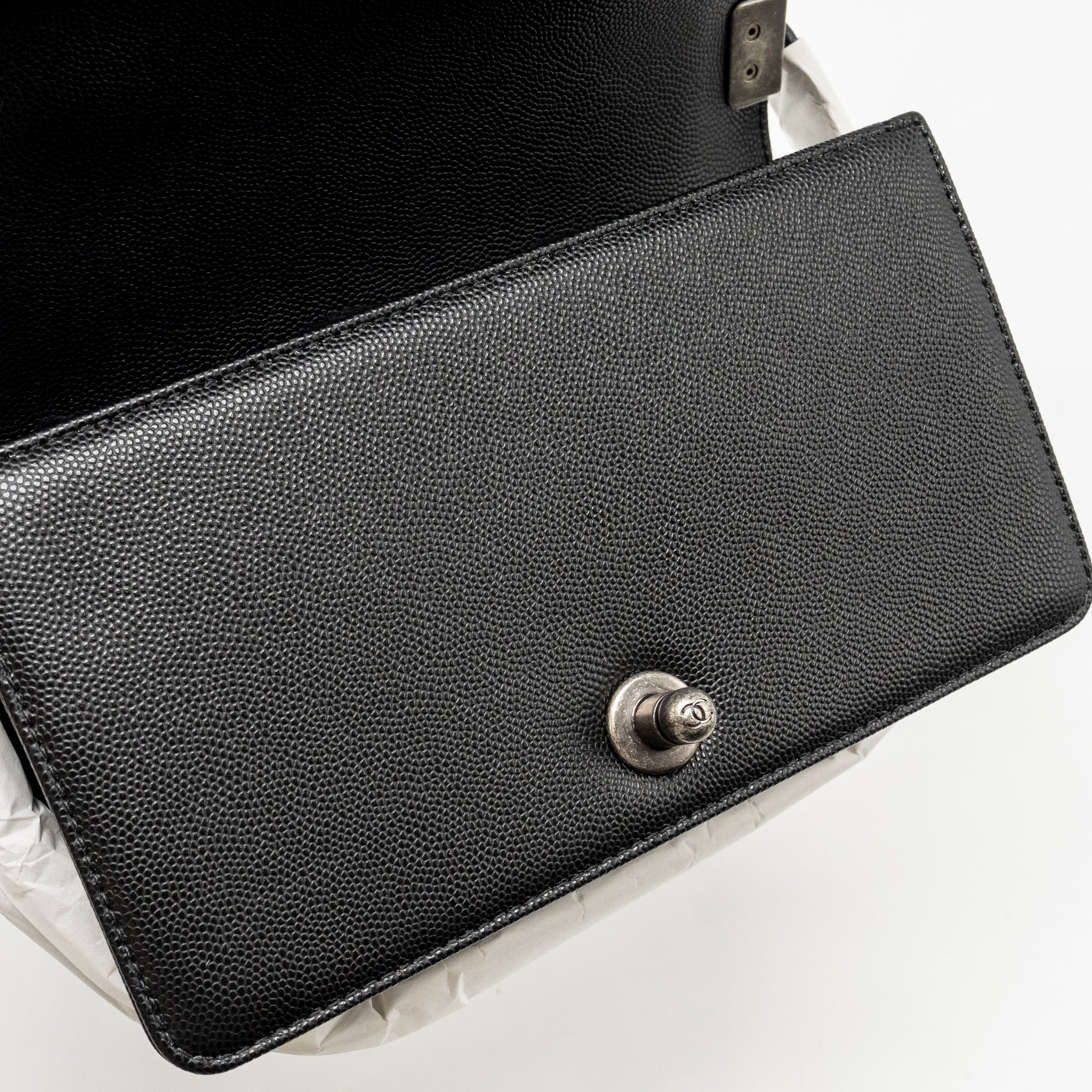 Chanel Small Boy Bag Caviar BLACK Ruthenium  (Microchip)