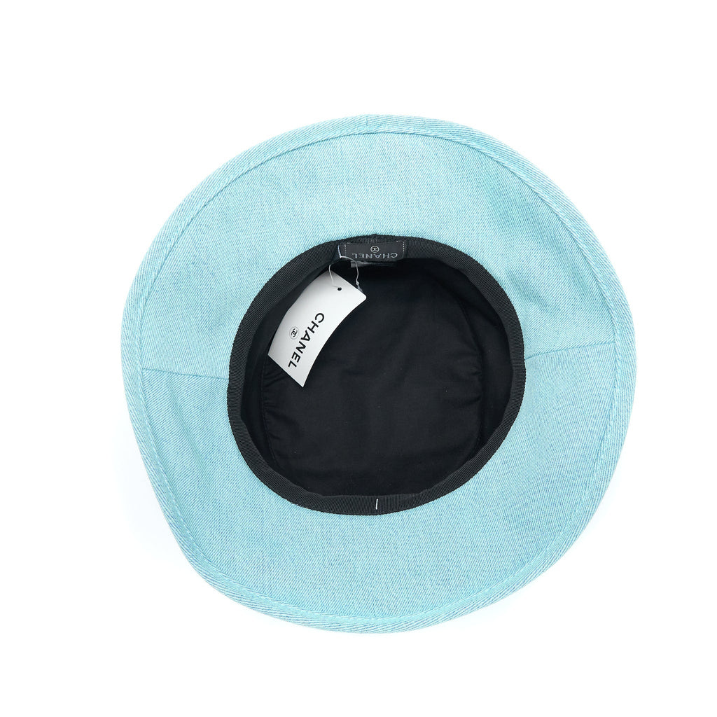 Chanel Size M Cloche Hat Denim Light Blue/Orange