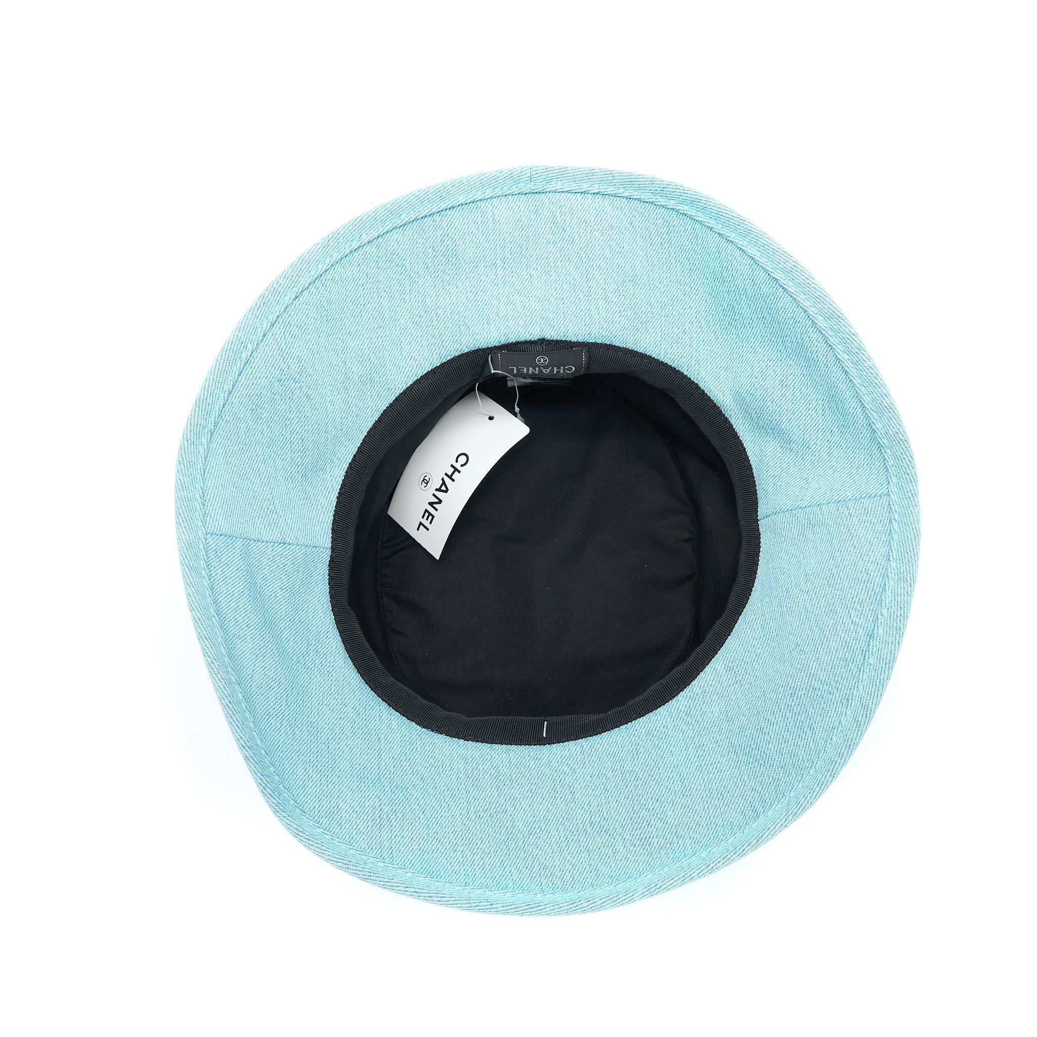 Chanel Size M Cloche Hat Denim Light Blue/Orange