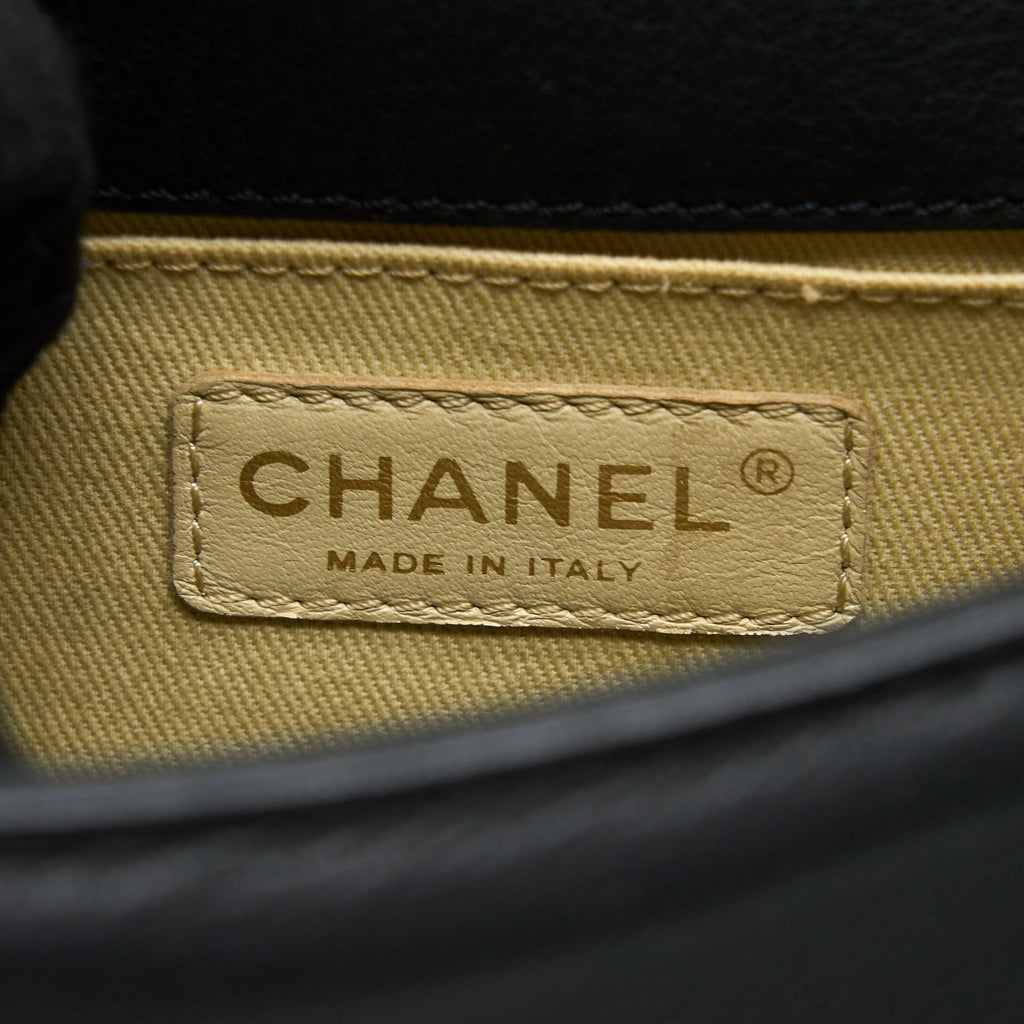 Chanel Rita Top Handle Flap Bag Grained Goatskin Black Brushed