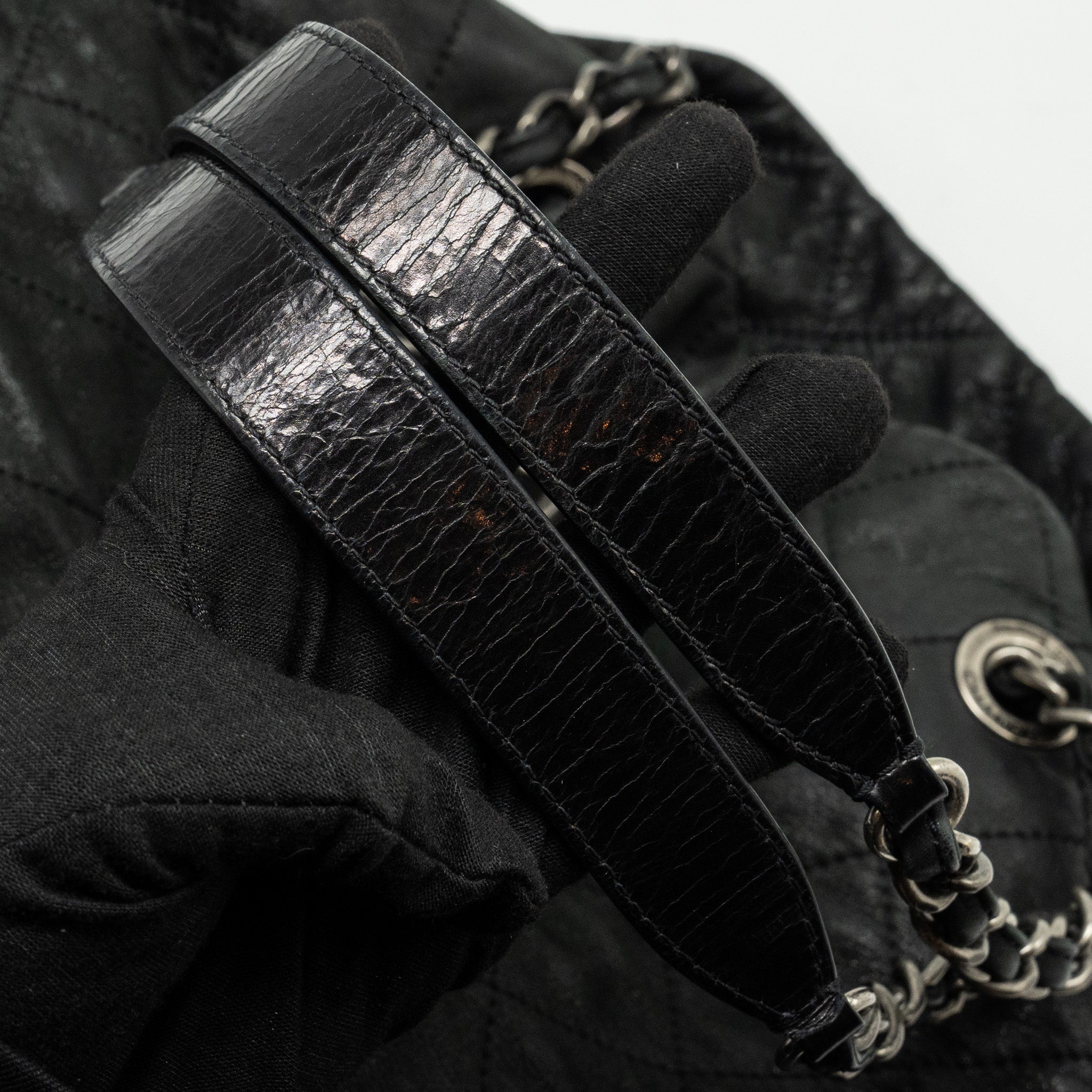 Chanel large quilted shoulder bag Calfskin black