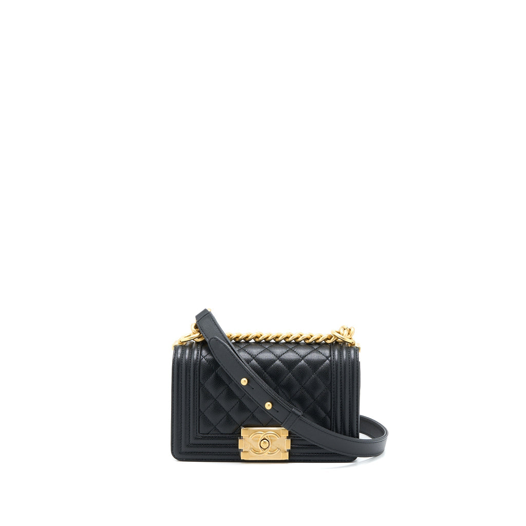 Chanel Small Boy Bag Caviar Black  (Microchip )