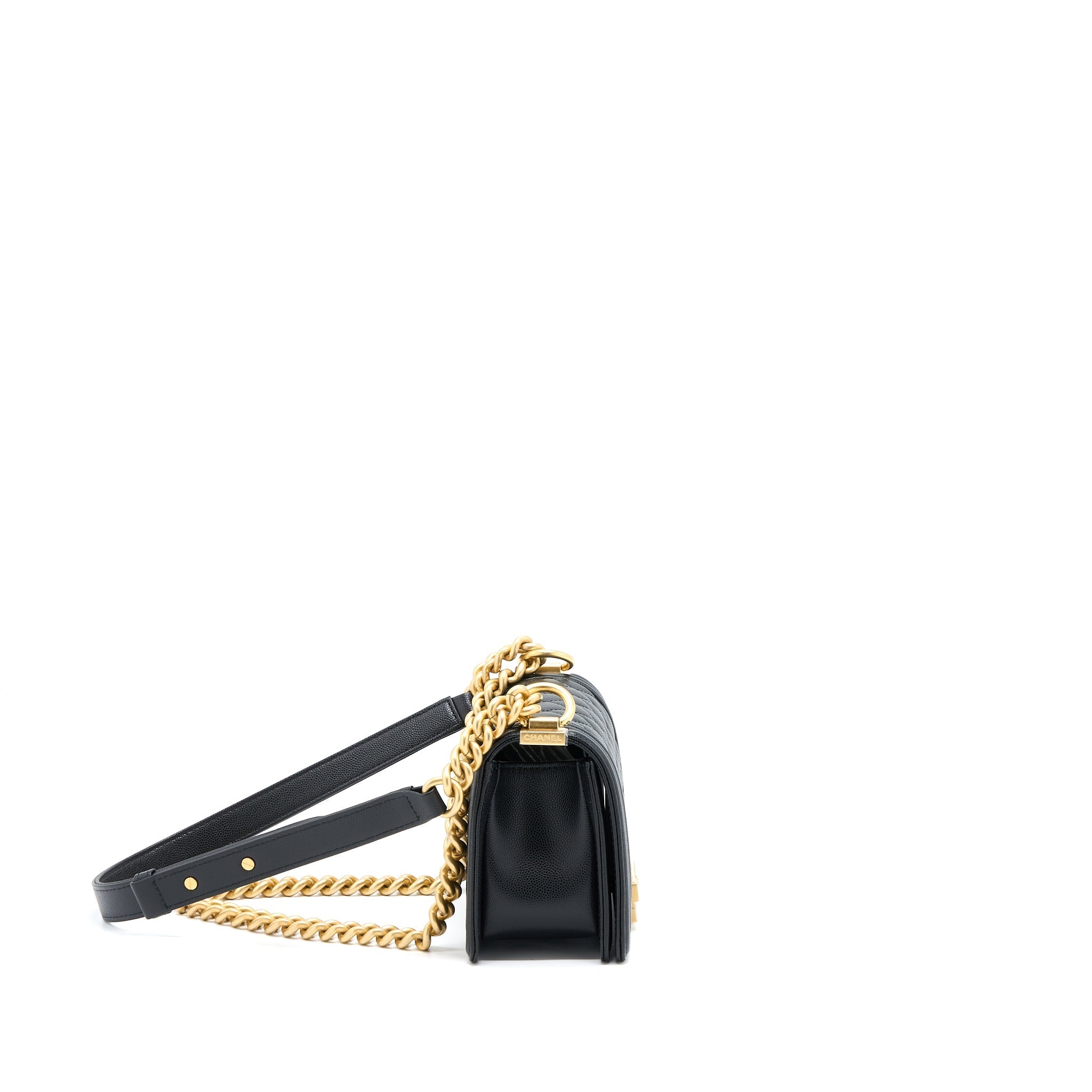 Chanel Small Boy Bag Caviar Black  (Microchip )
