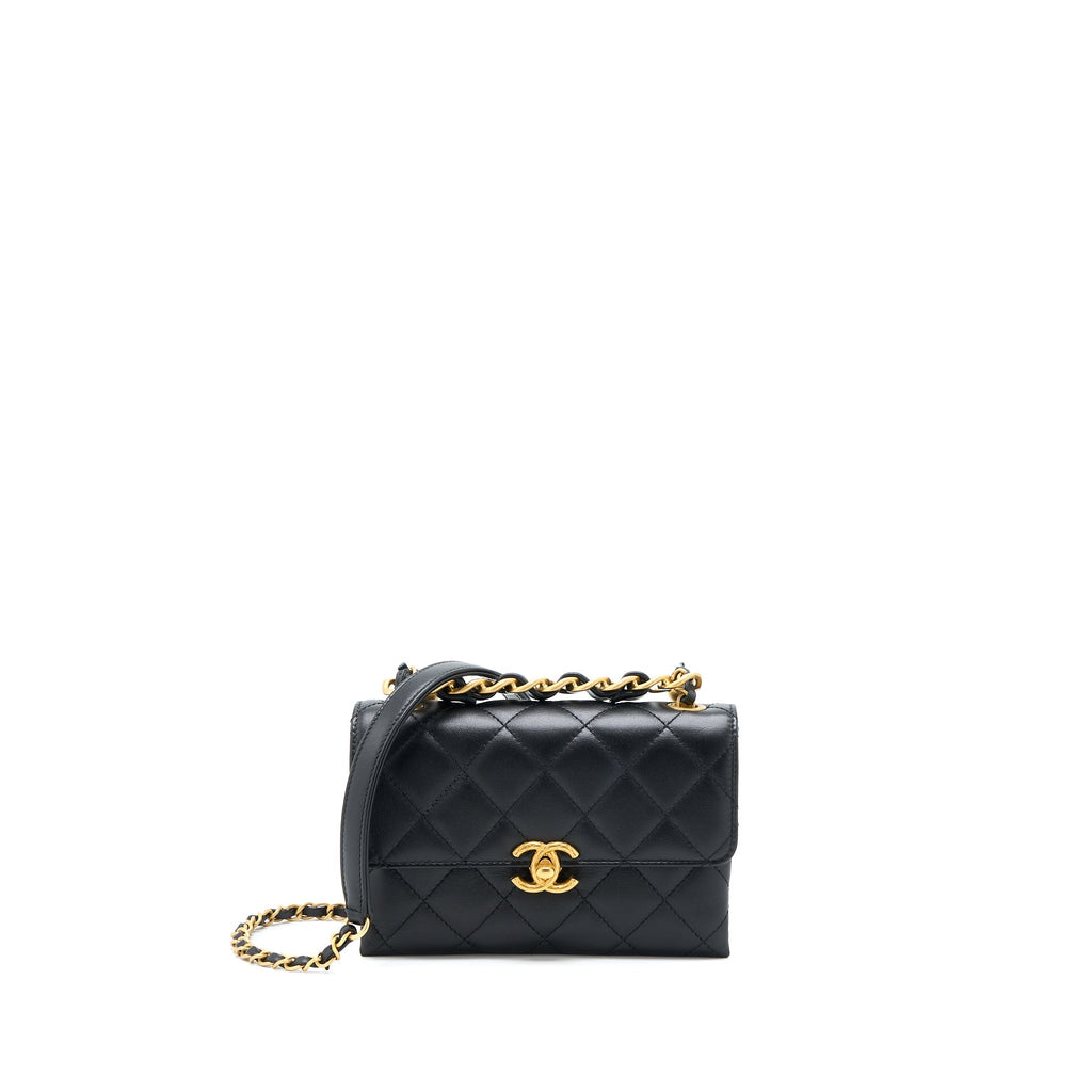Chanel 22S Seasonal Flap Bag Calfskin Black Brushed