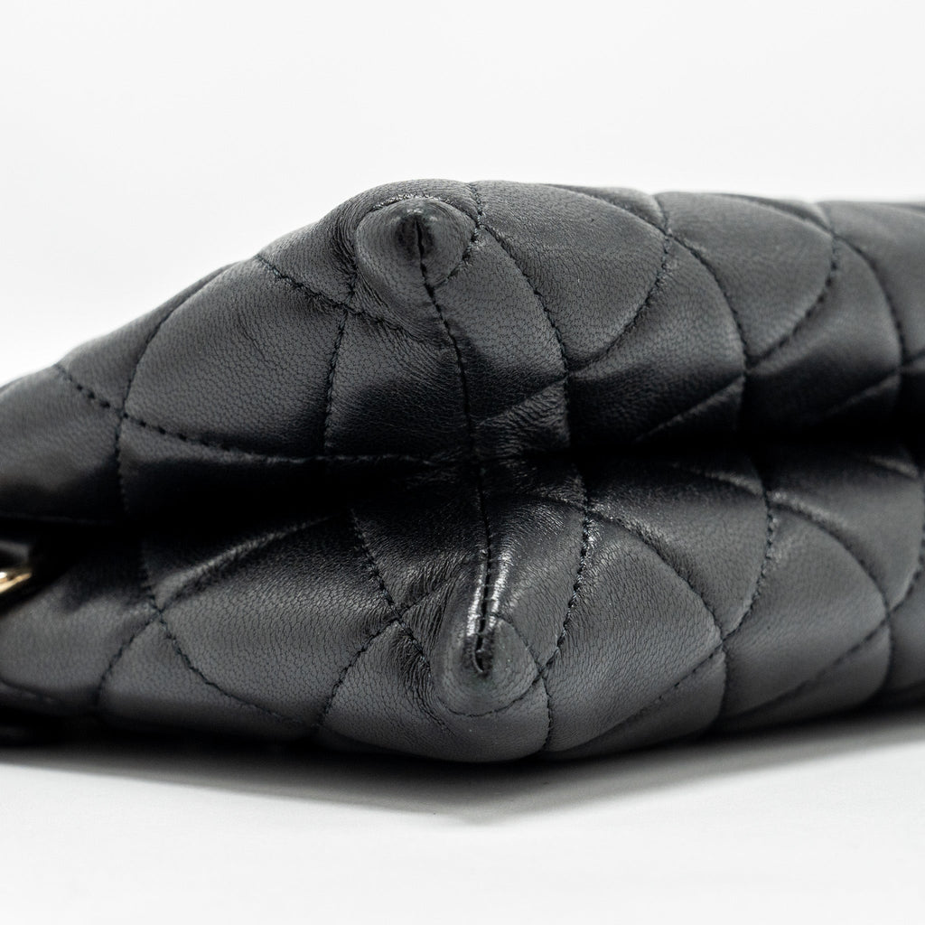 Chanel Coco Charms Quilted Pouch Bag Lambskin Black