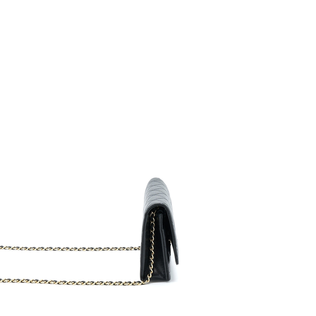 Chanel 22S Wallet On Chains With Detail CC Logo Caviar Black L