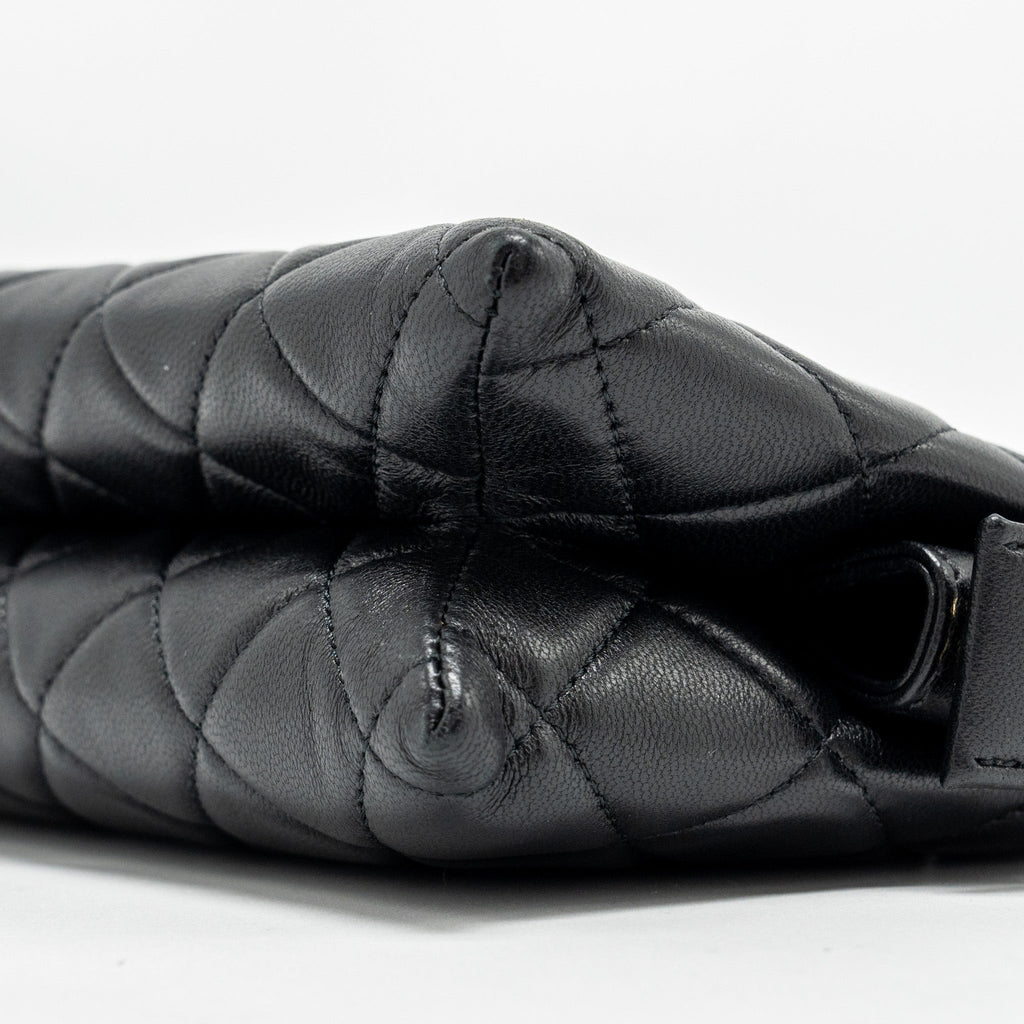 Chanel Coco Charms Quilted Pouch Bag Lambskin Black